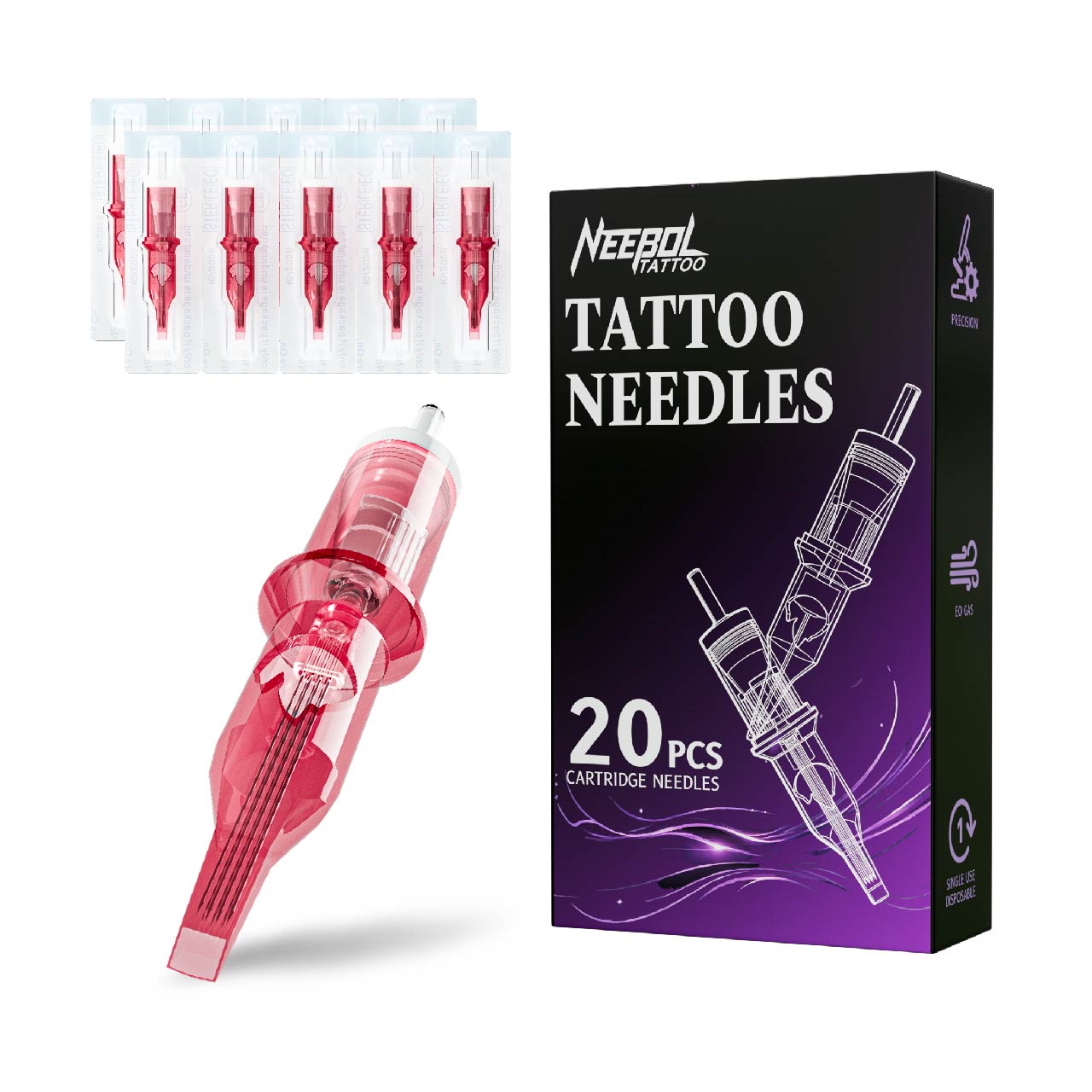 Neebol FLAME Tattoo Cartridge Needles – 20 Pack | RL, RS, RM & M1