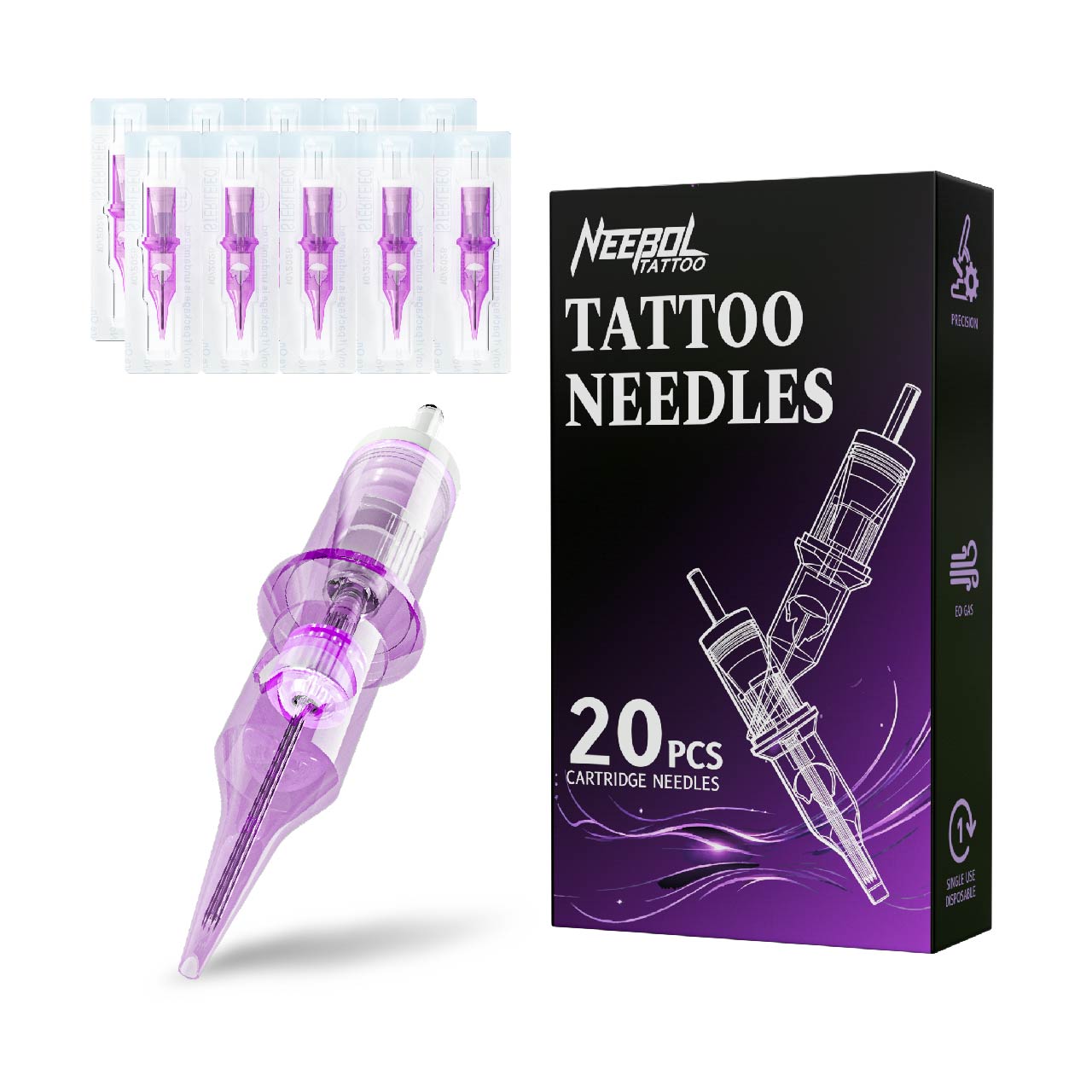 Neebol FLAME Tattoo Cartridge Needles – 20 Pack | RL, RS, RM & M1