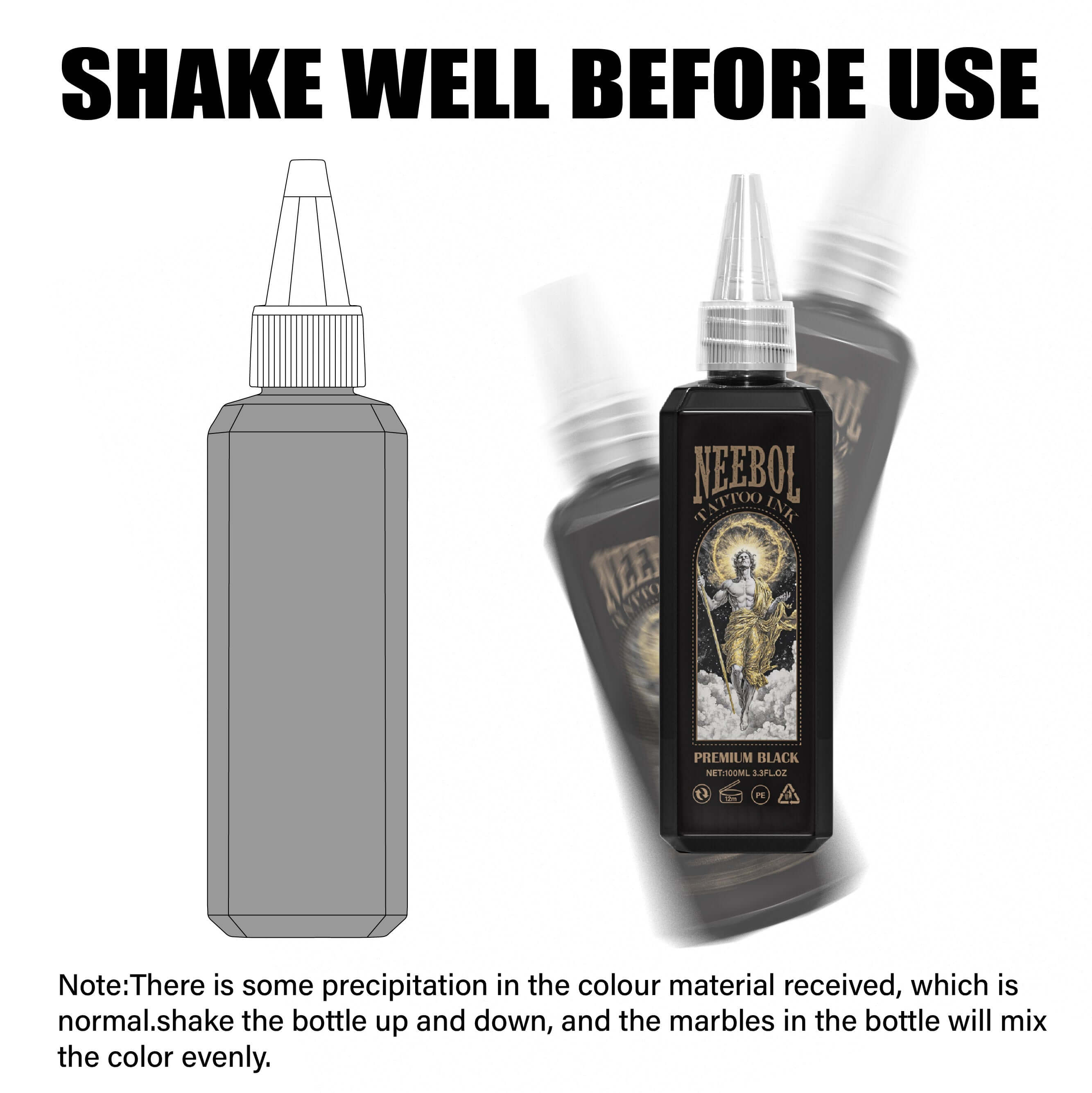 Neebol Black Tattoo Ink – Bulk Pack of 5/10 Bottles for Professional Use