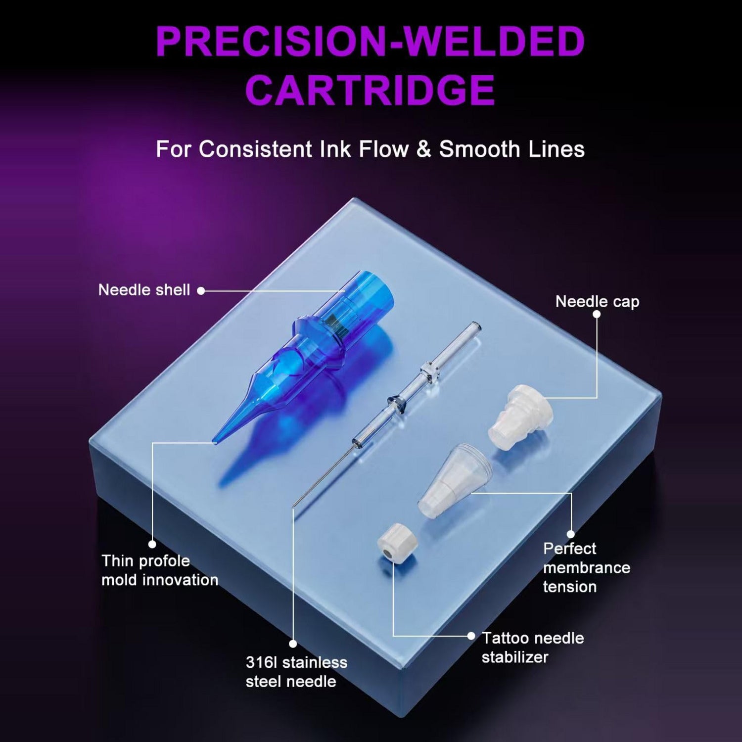 Neebol Tattoo Needle Cartridges - 20pc RLRM/RL/RS/RM/M1 | FLAME