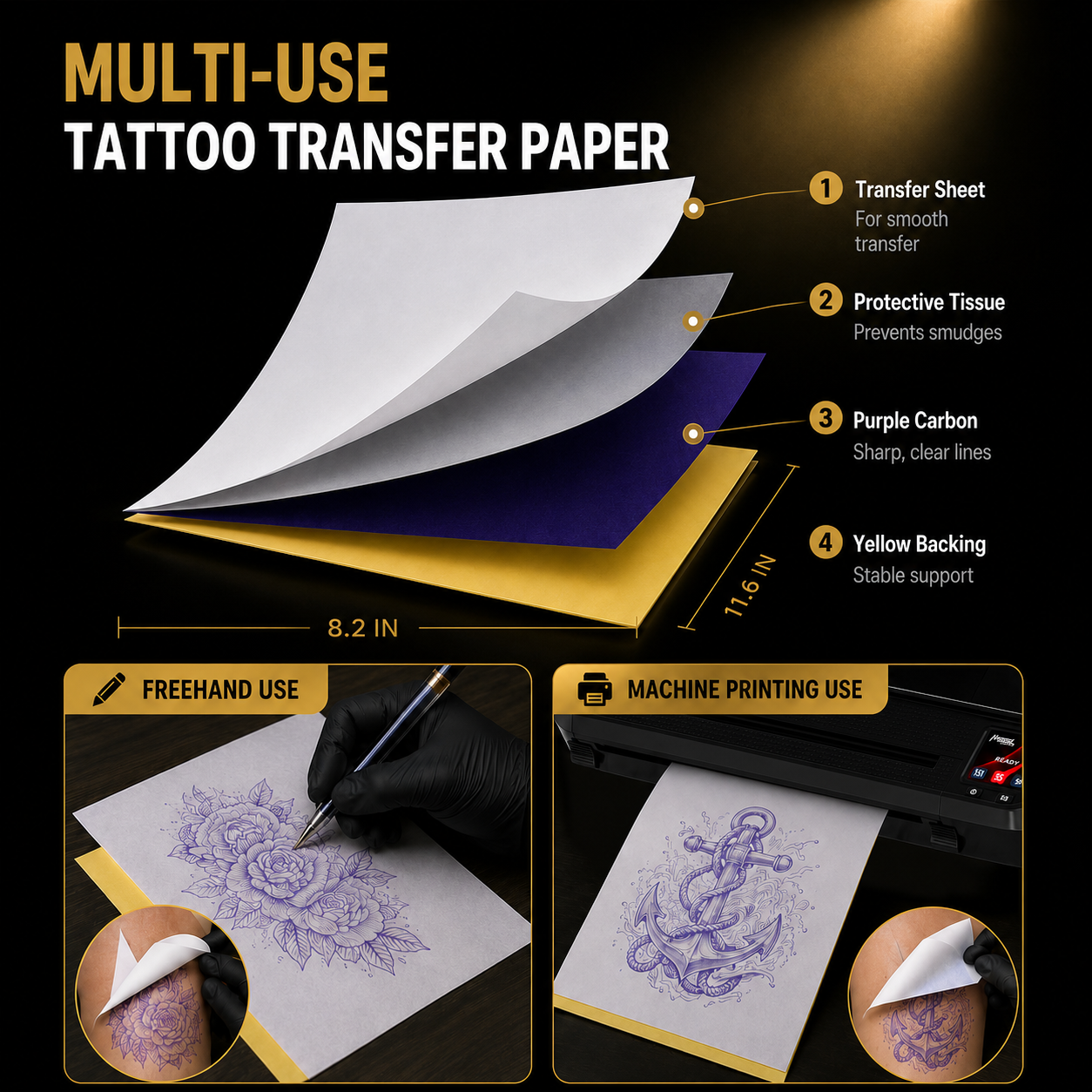 Tattoo Practice Kit – Neebol 20/35pcs Tattoo Kit with Practice Skin, Transfer Paper, Tattoo Pen Covers, Tattoo Table Cover Pad