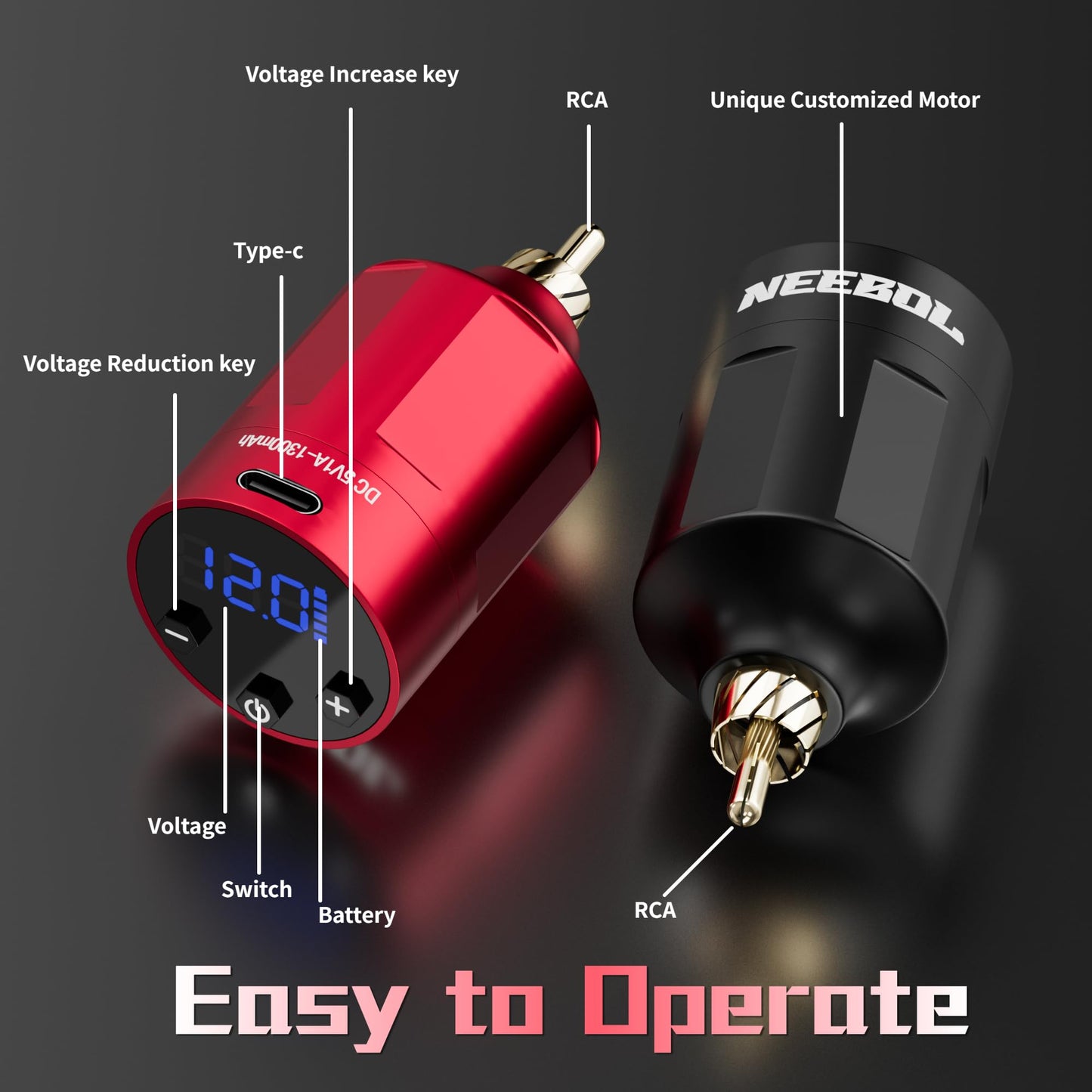 Tattoo Kit - Neebol Rotary Tattoo Gun Starter Kit JET & WX6P