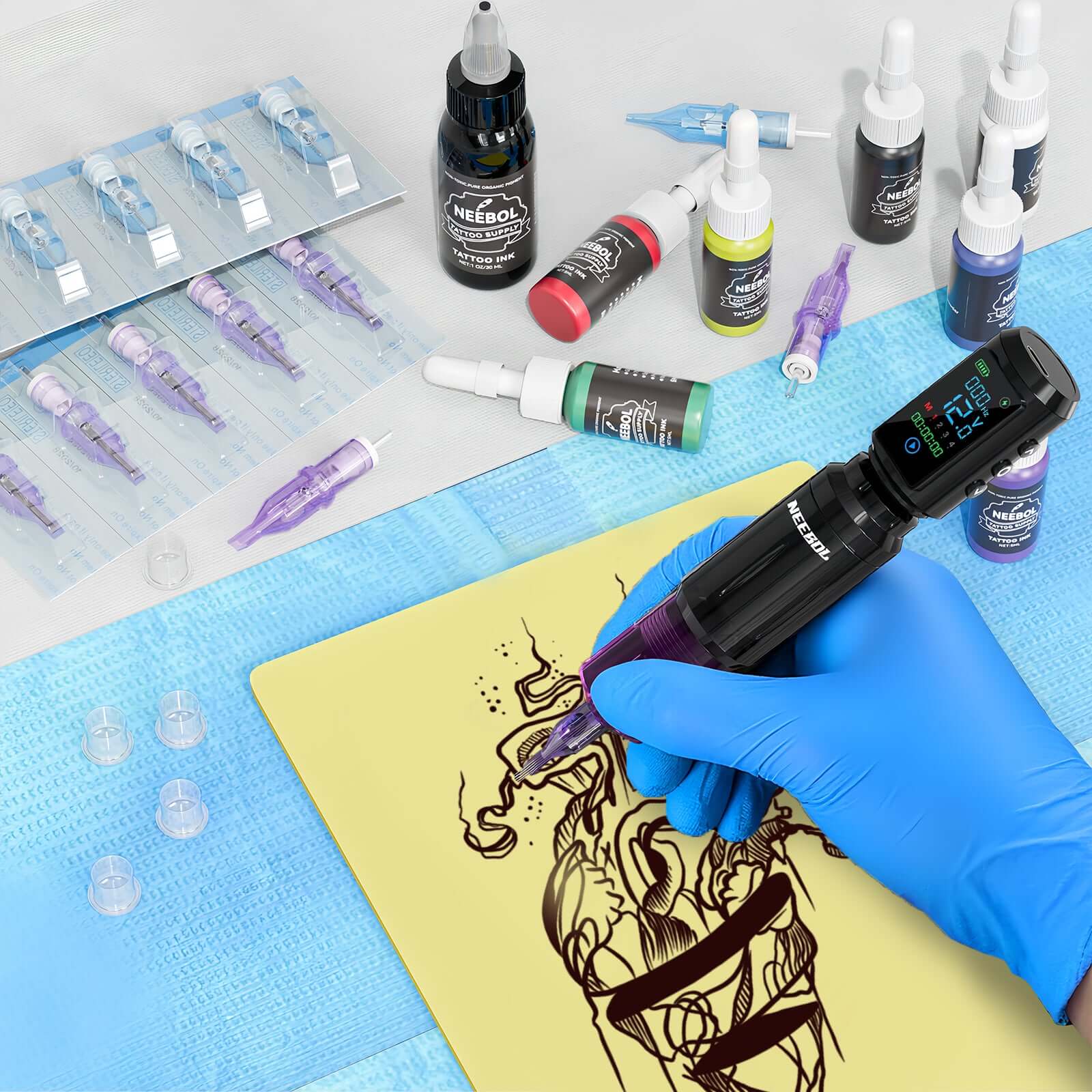 Tattoo Starter Kit Wireless Tattoo Pen with Battery | Neebol