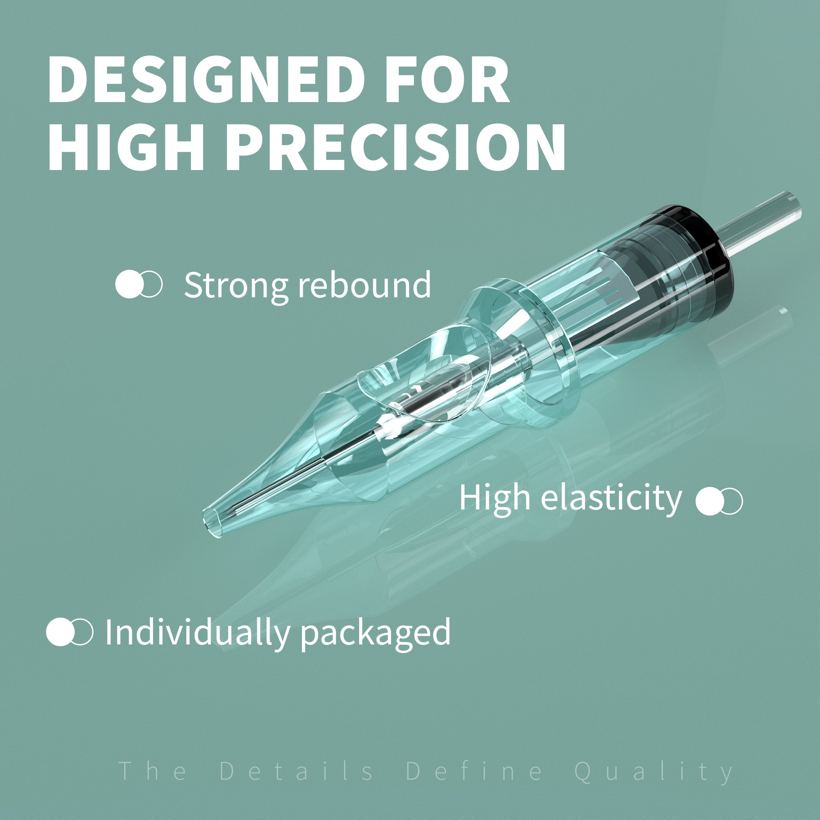 Tattoo Needle Cartridges - 50pc RL RM RS M1 | Neebol EMERALD