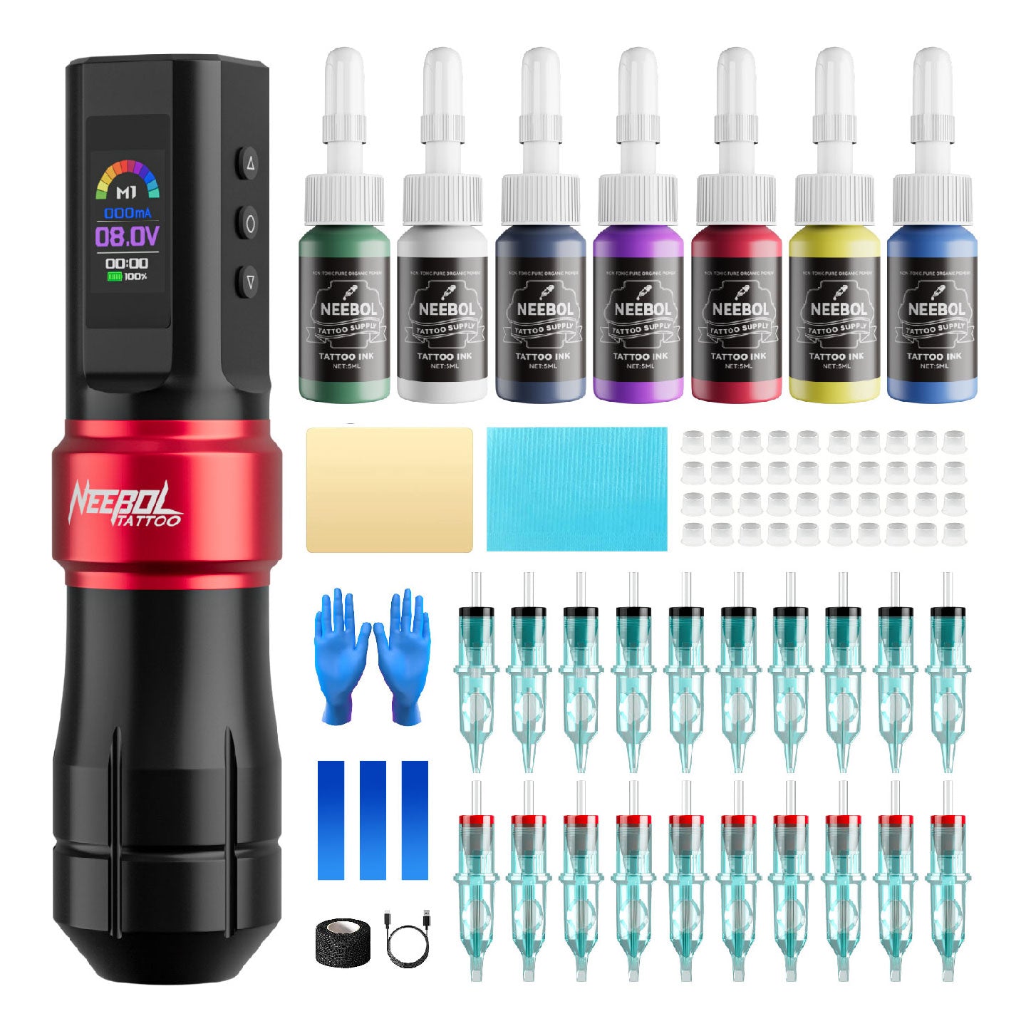 Tattoo Kit - Neebol F6 Wireless Tattoo Machine Starter Kit Ergonomic