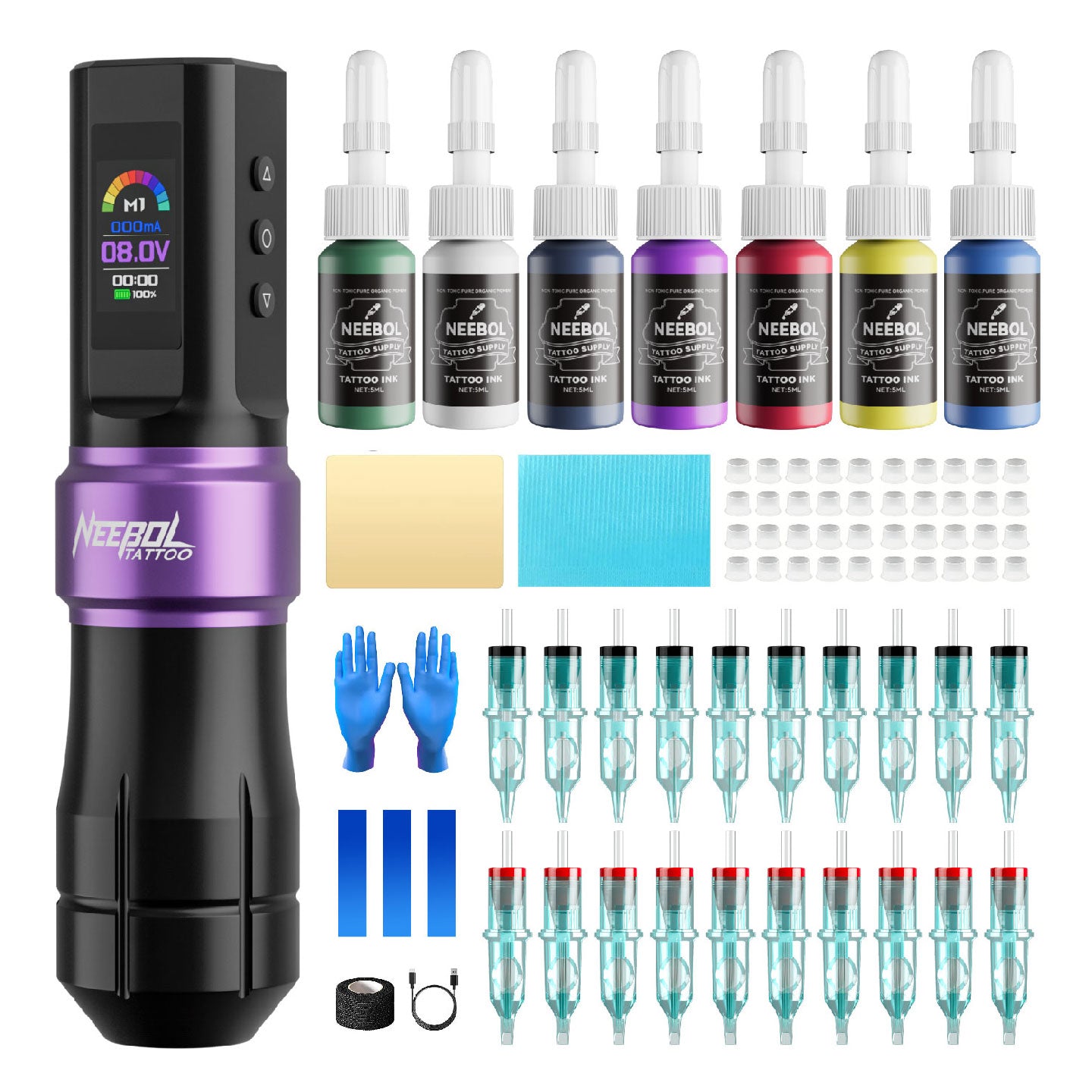 Tattoo Kit - Neebol F6 Wireless Tattoo Machine Starter Kit Ergonomic