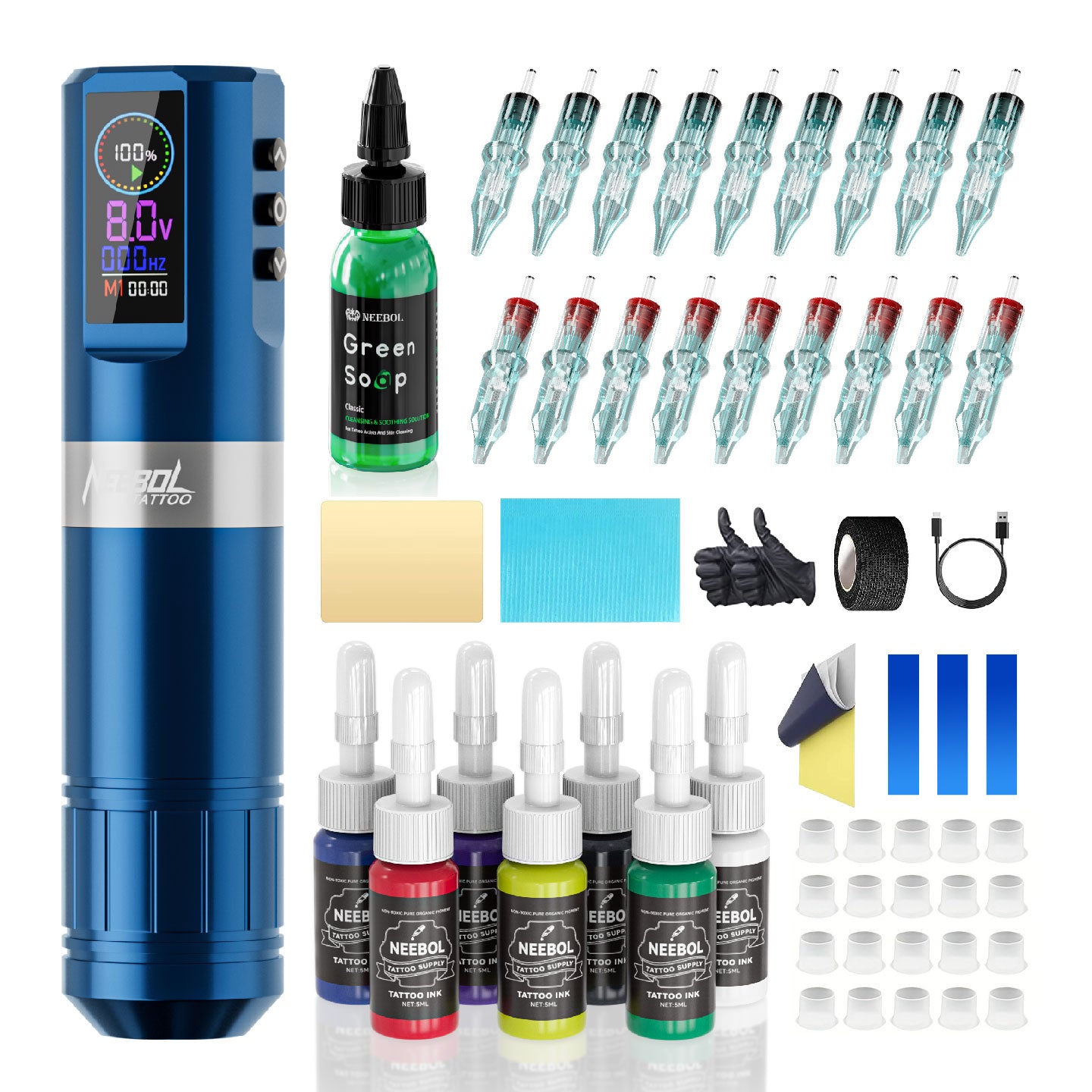 Tattoo Kit - Neebol F7 Wireless Tattoo Machine Starter Kit