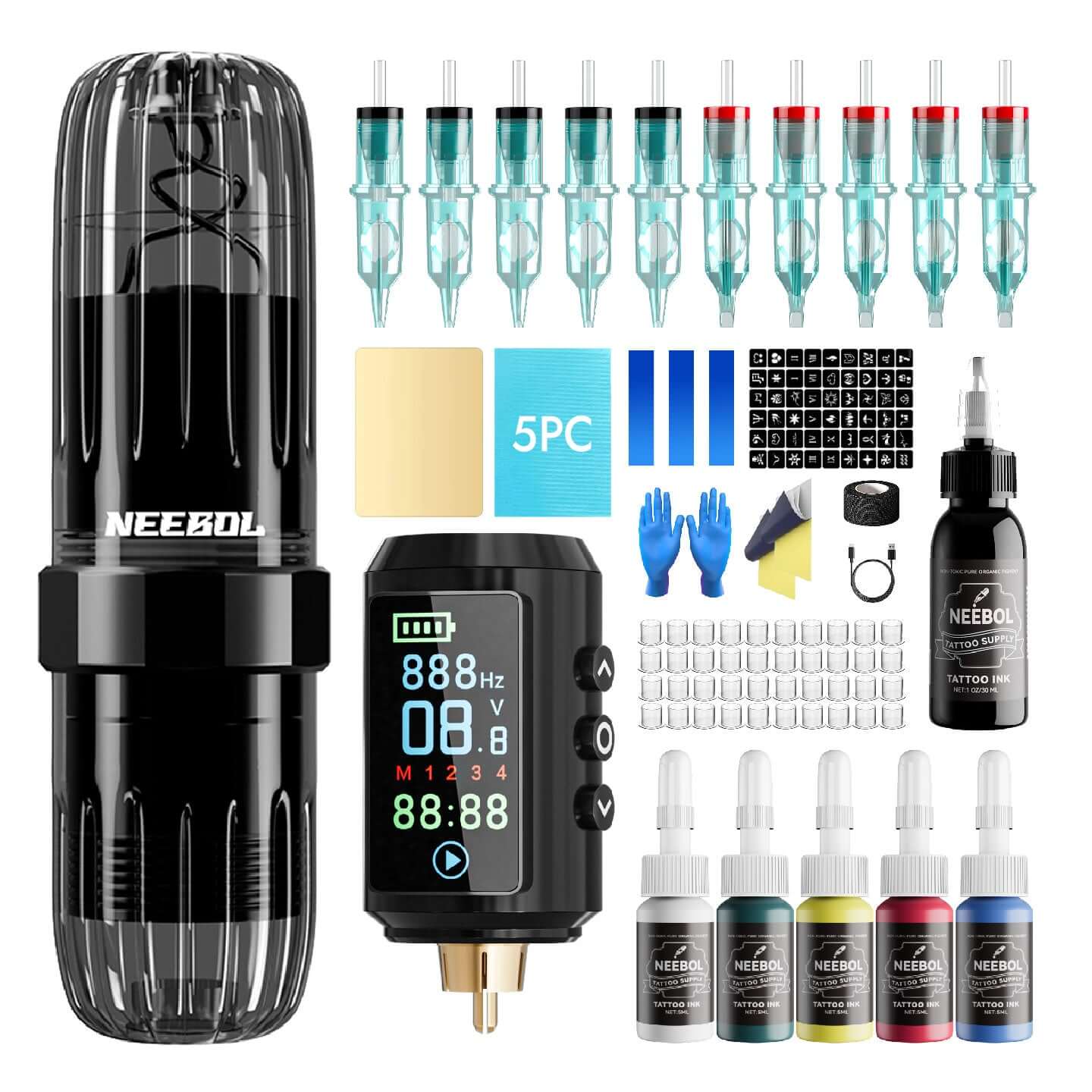 Tattoo Kit - Neebol Wireless Tattoo Machine Starter Kit MACA & 67M