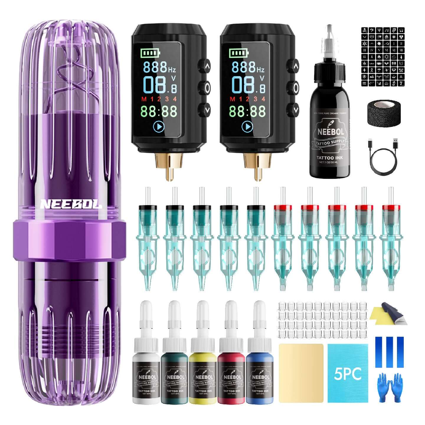 Tattoo Kit - Neebol Wireless Tattoo Machine Starter Kit MACA & 67M