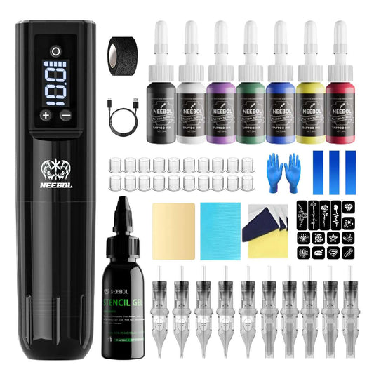 Tattoo Kit - Neebol PX02 Wileless Tattoo Pen Starter Kit with Stencil Gel