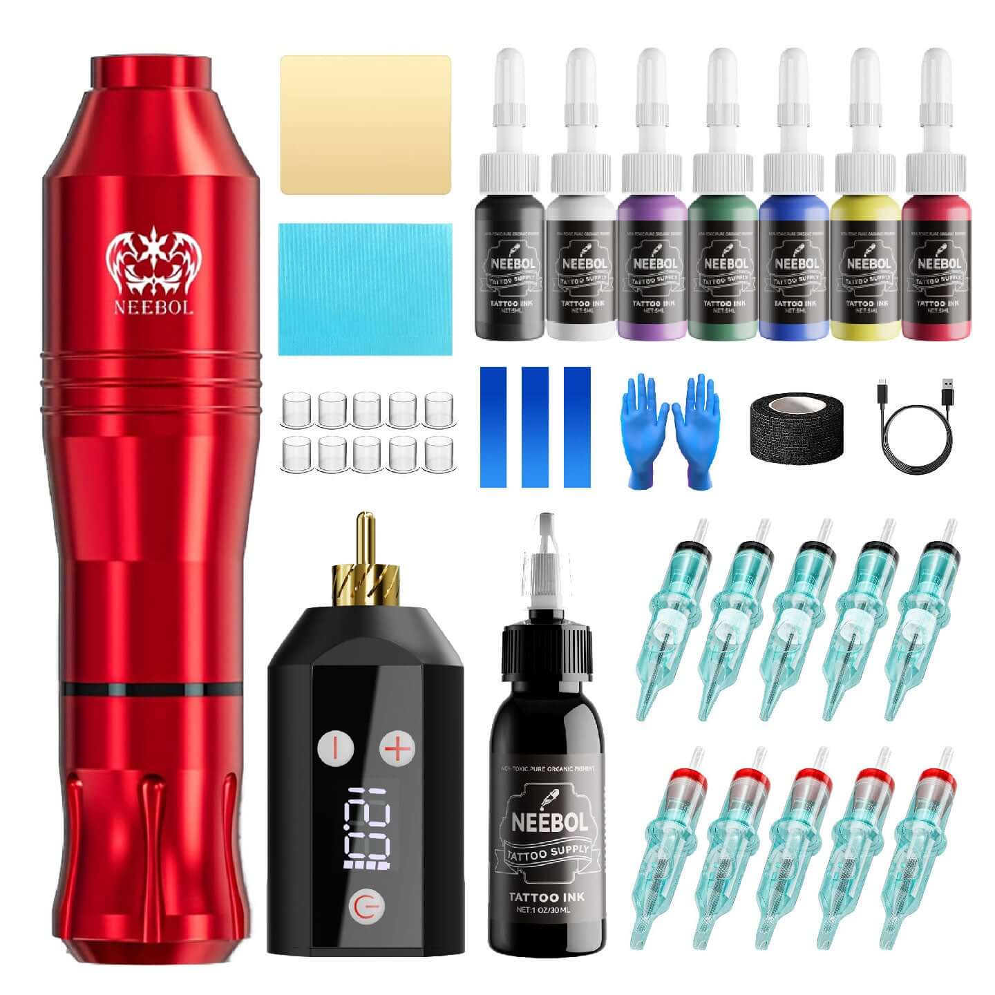 Tattoo Kit - Neebol Rotary Tattoo Pen Starter Kit BT & WX67