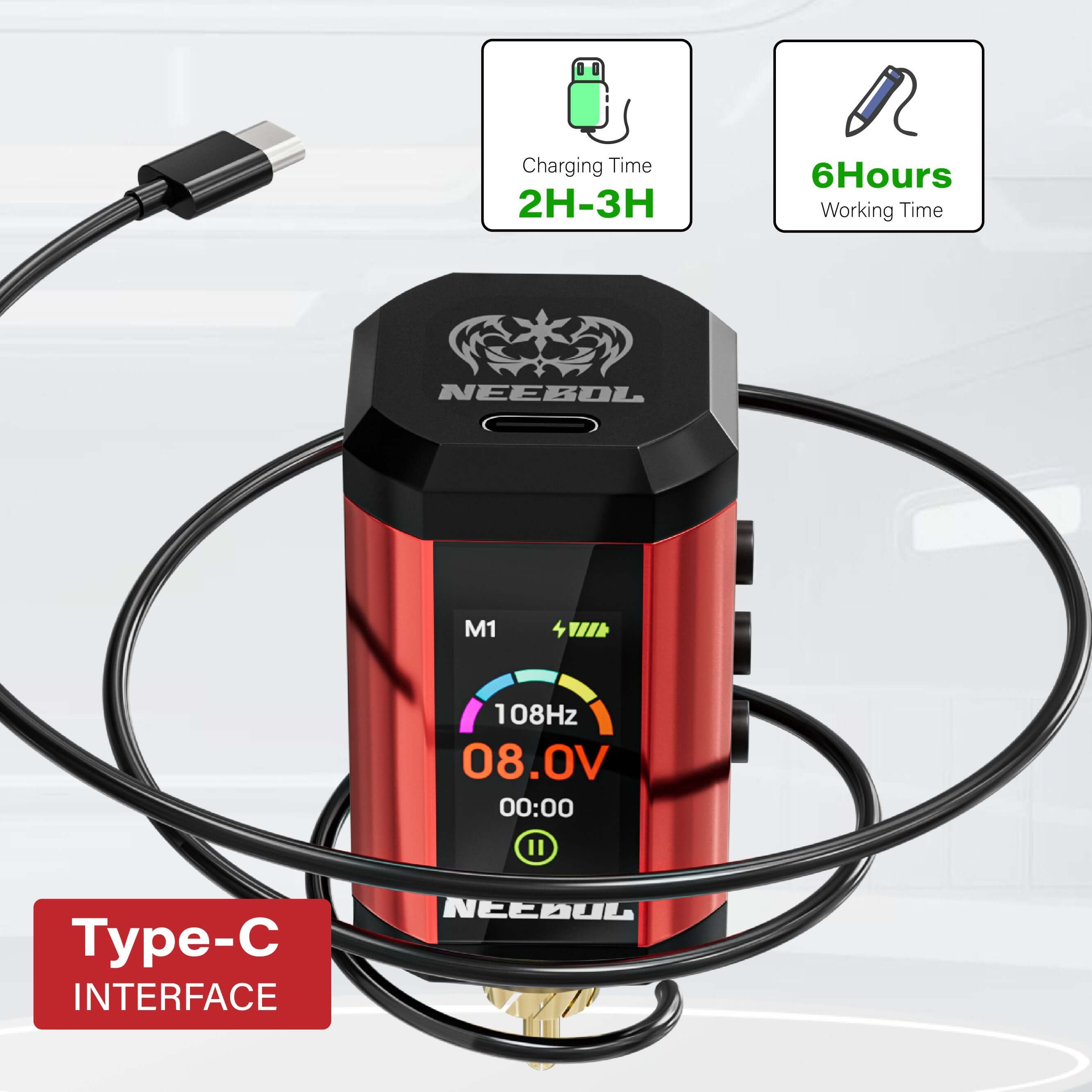 Tattoo Kit - Neebol Wireless Tattoo Gun Starter Kit, Dual Batteries NEX & QM66