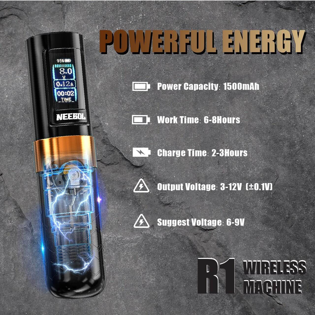 Tattoo Kit - Neebol R1 PRO Wireless Professional Tattoo Gun Kit