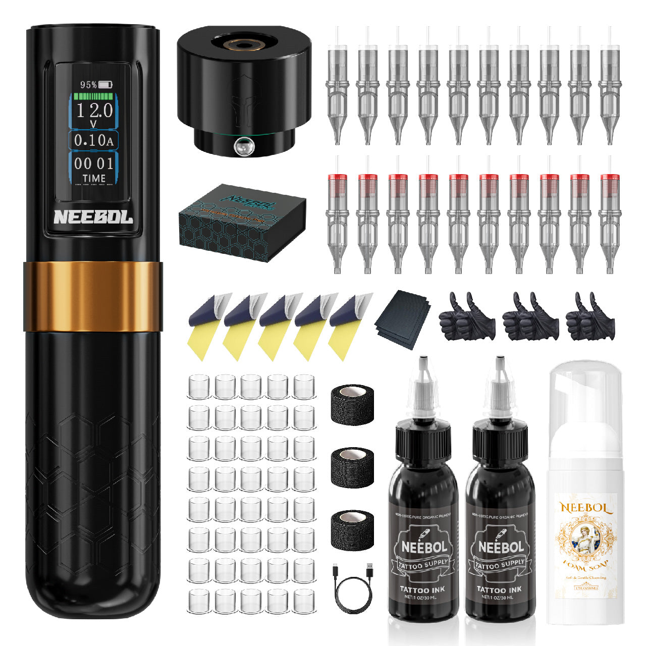 Tattoo Kit - Neebol R1 PRO Wireless Professional Tattoo Gun Kit