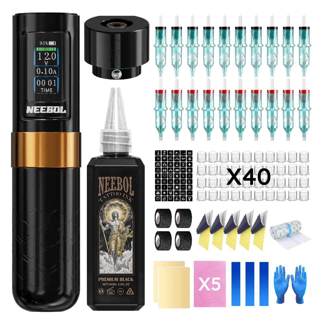 Tattoo Kit - Neebol R1 PRO Wireless Professional Tattoo Gun Kit