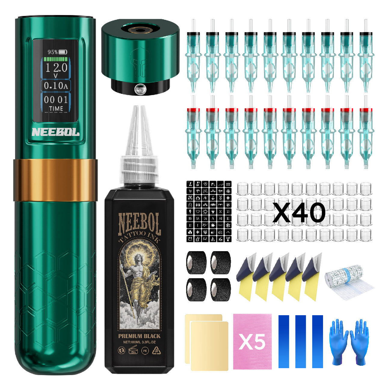 Tattoo Kit - Neebol R1 PRO Wireless Professional Tattoo Gun Kit
