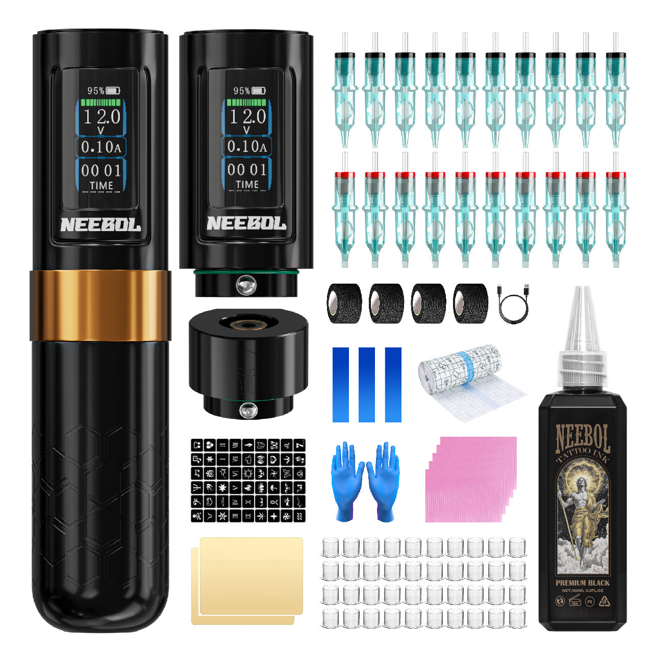 Tattoo Kit - Neebol R1 PRO Wireless Professional Tattoo Gun Kit