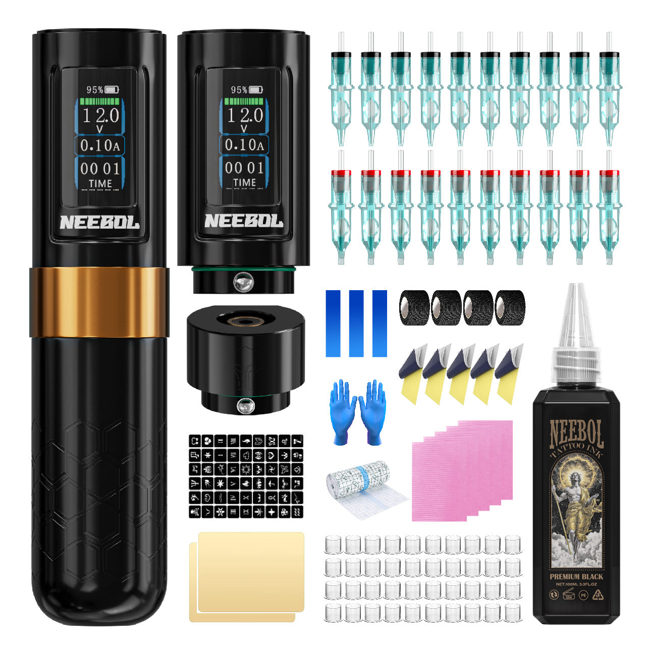 Tattoo Kit - Neebol R1 PRO Wireless Professional Tattoo Gun Kit