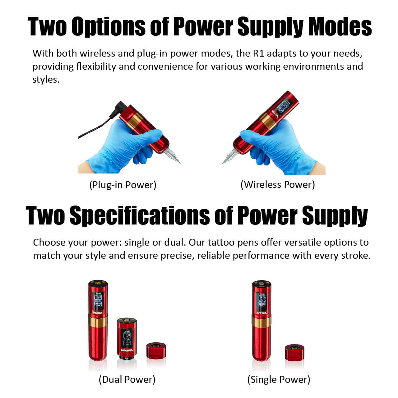 Neebol Tattoo Machine R1 PRO, 4MM Stroke, Dual Batteries