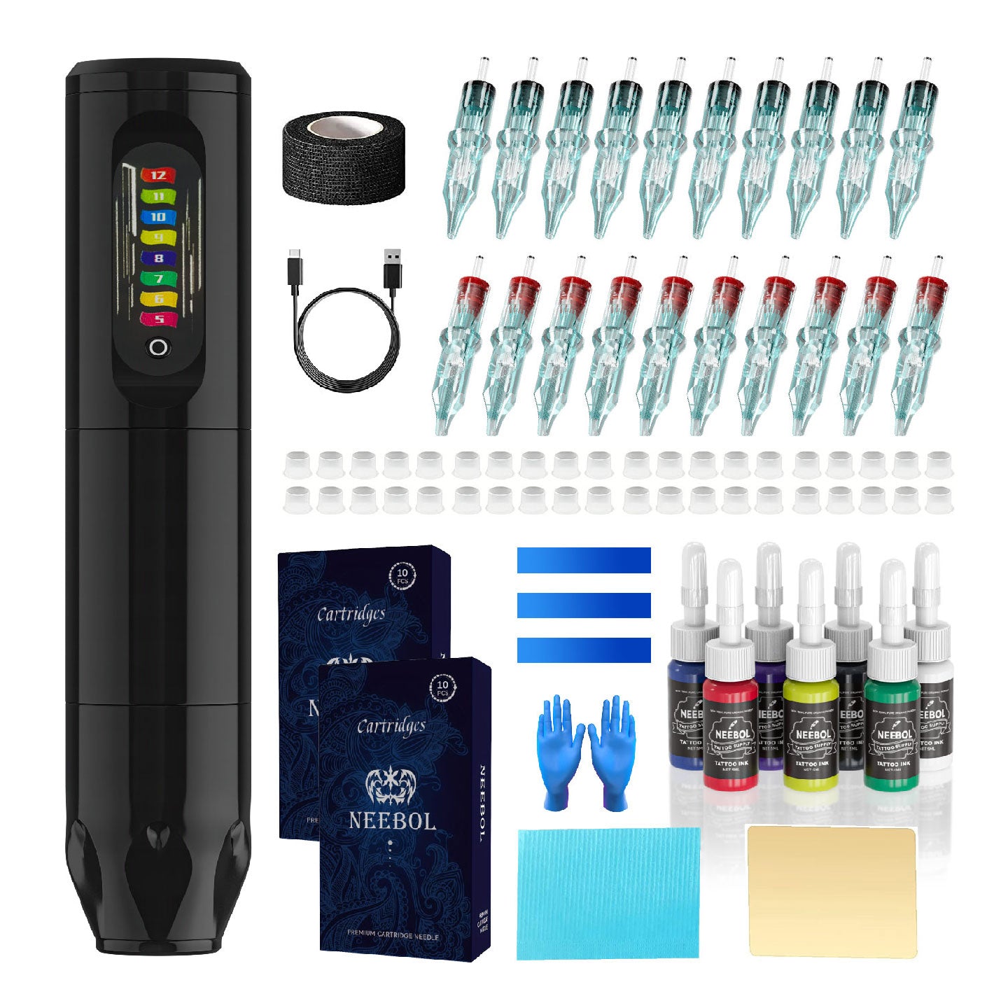 Tattoo Kit - Neebol X01 Wireless Rotary Tattoo Pen Starter Kit