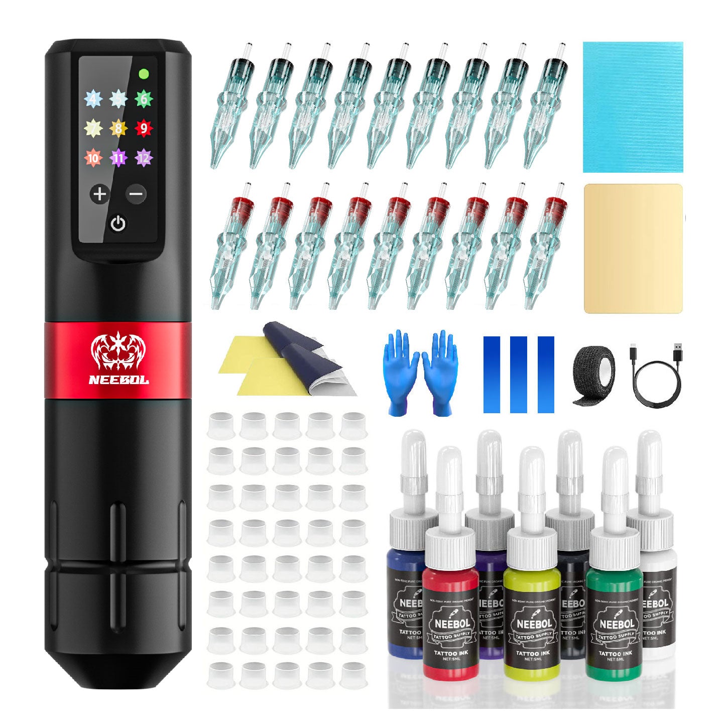 Tattoo Kit - Neebol X02 Wireless Tattoo Gun Starter Kit
