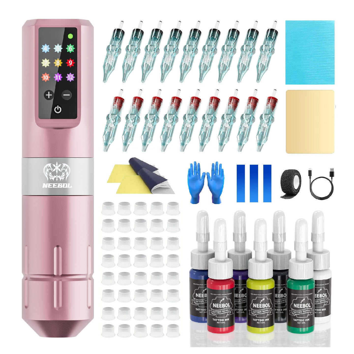 Tattoo Kit - Neebol X02 Wireless Tattoo Gun Starter Kit