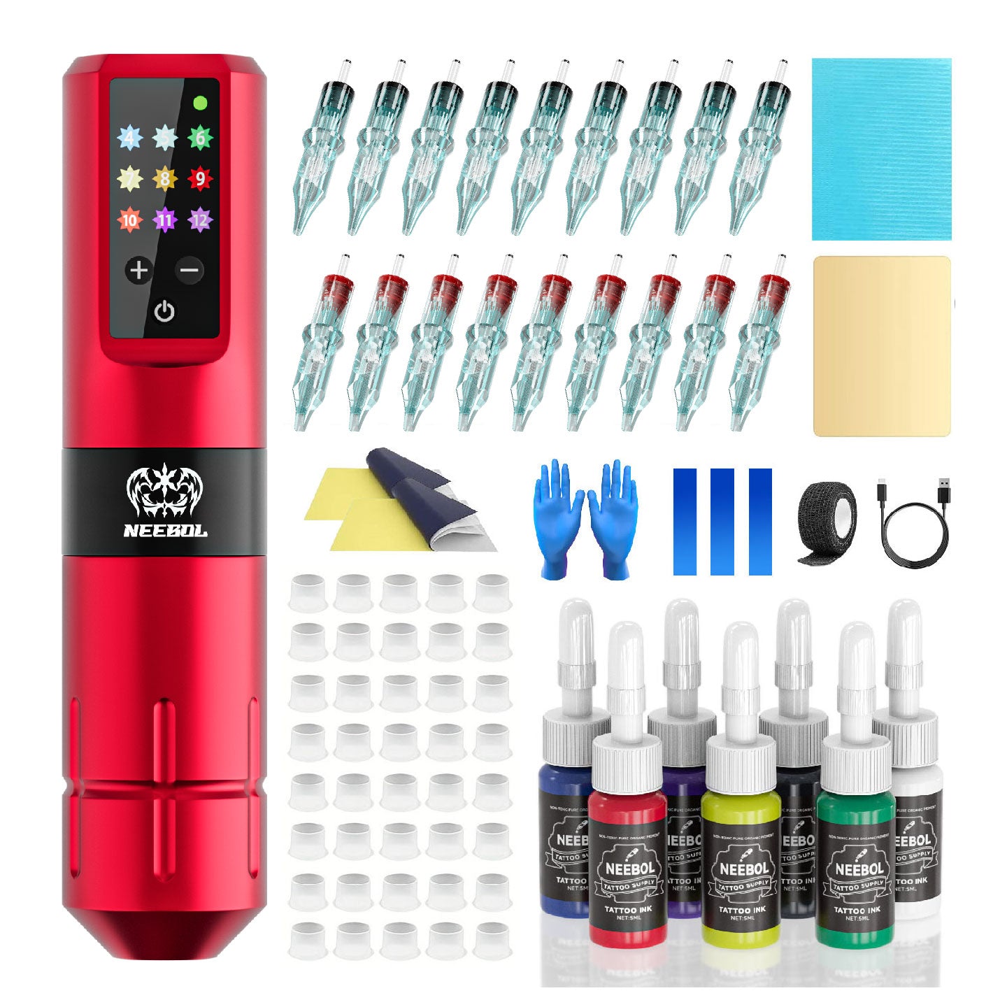 Tattoo Kit - Neebol X02 Wireless Tattoo Gun Starter Kit