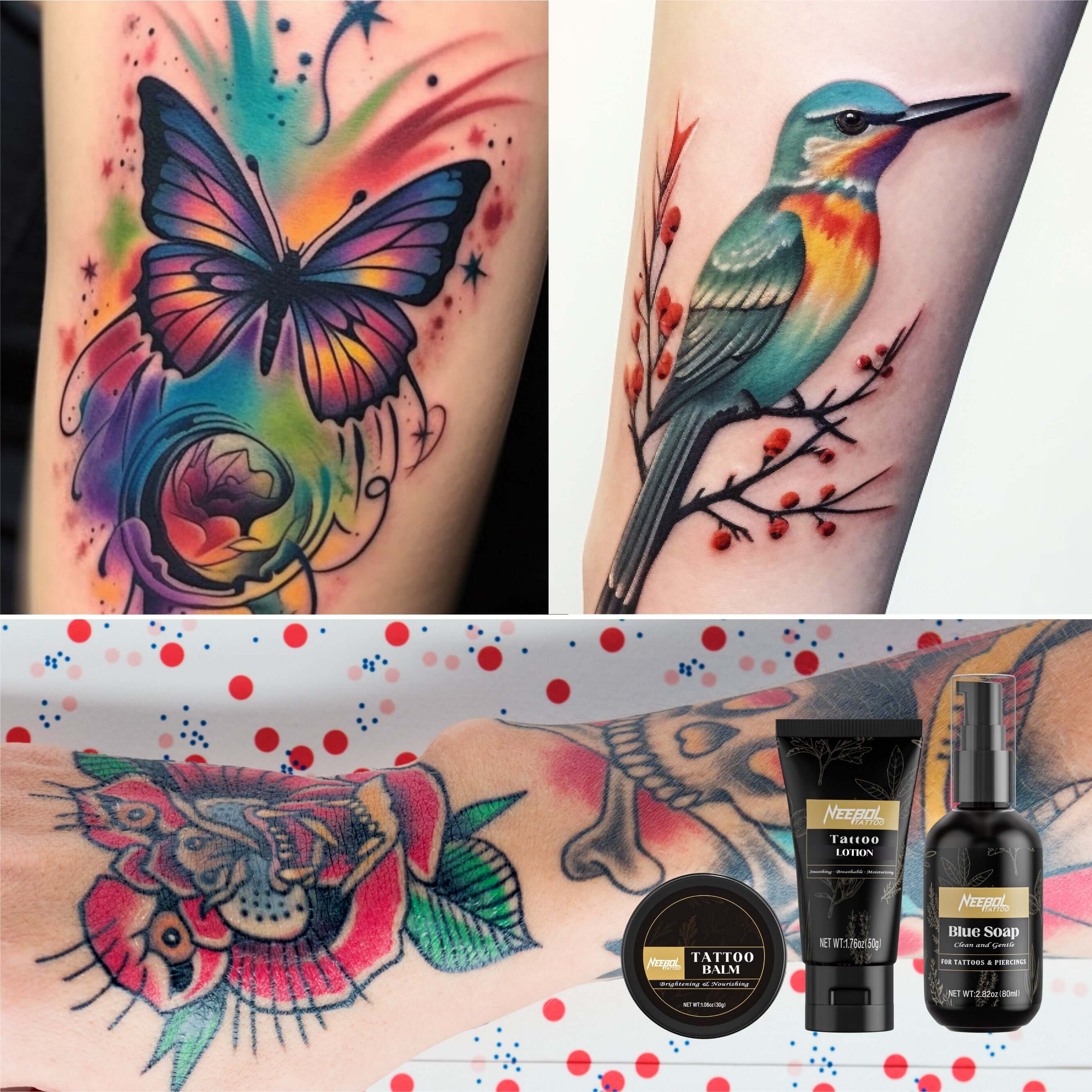Neebol Tattoo AfterCare Kit - Blue Soap, Balm, Lotion