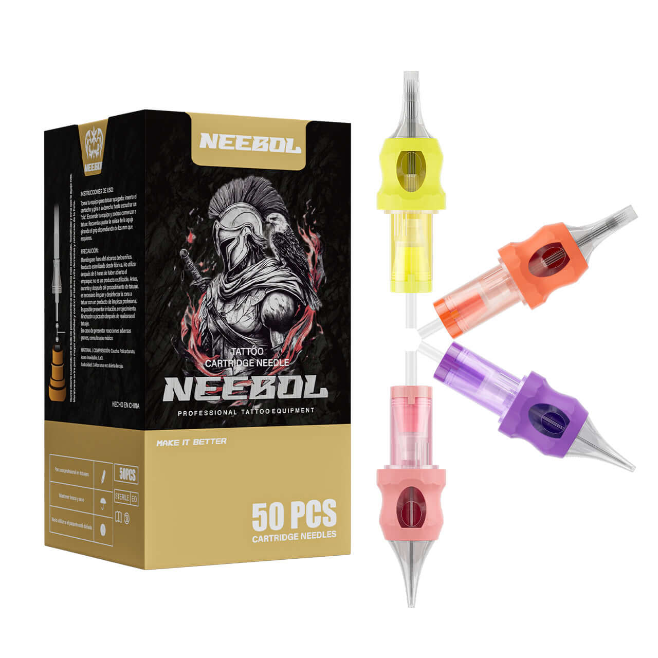 Tattoo Needle Cartridges - 50pcs RL RM RS M1 | Neebol PRISM