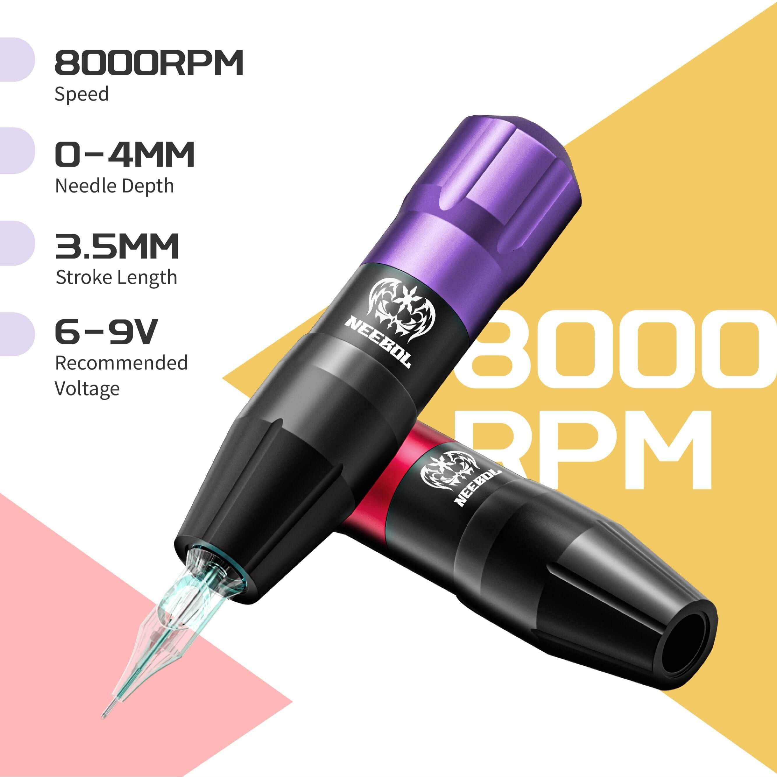 Tattoo Kit - Neebol Wireless Tattoo Gun Starter Kit, Dual Batteries NEX & QM66