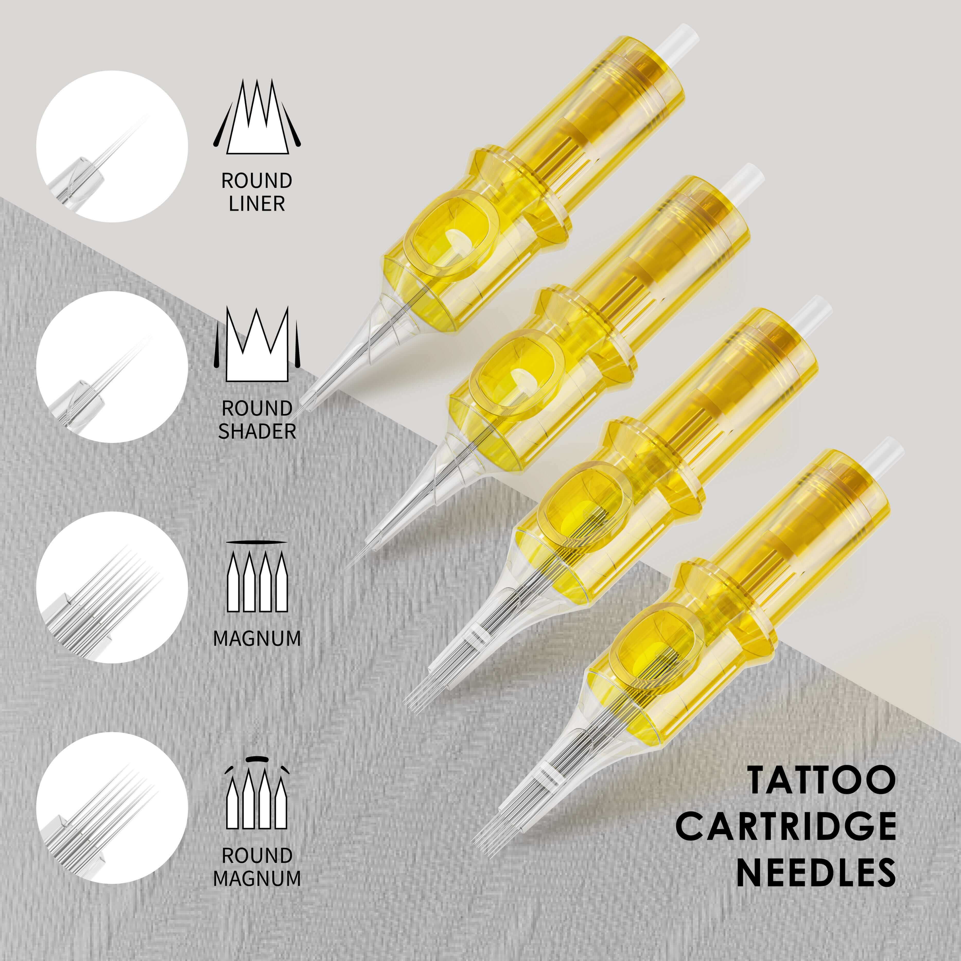 Tattoo Needle Cartridges - 50pc Round Liner | Neebol GOLDEN