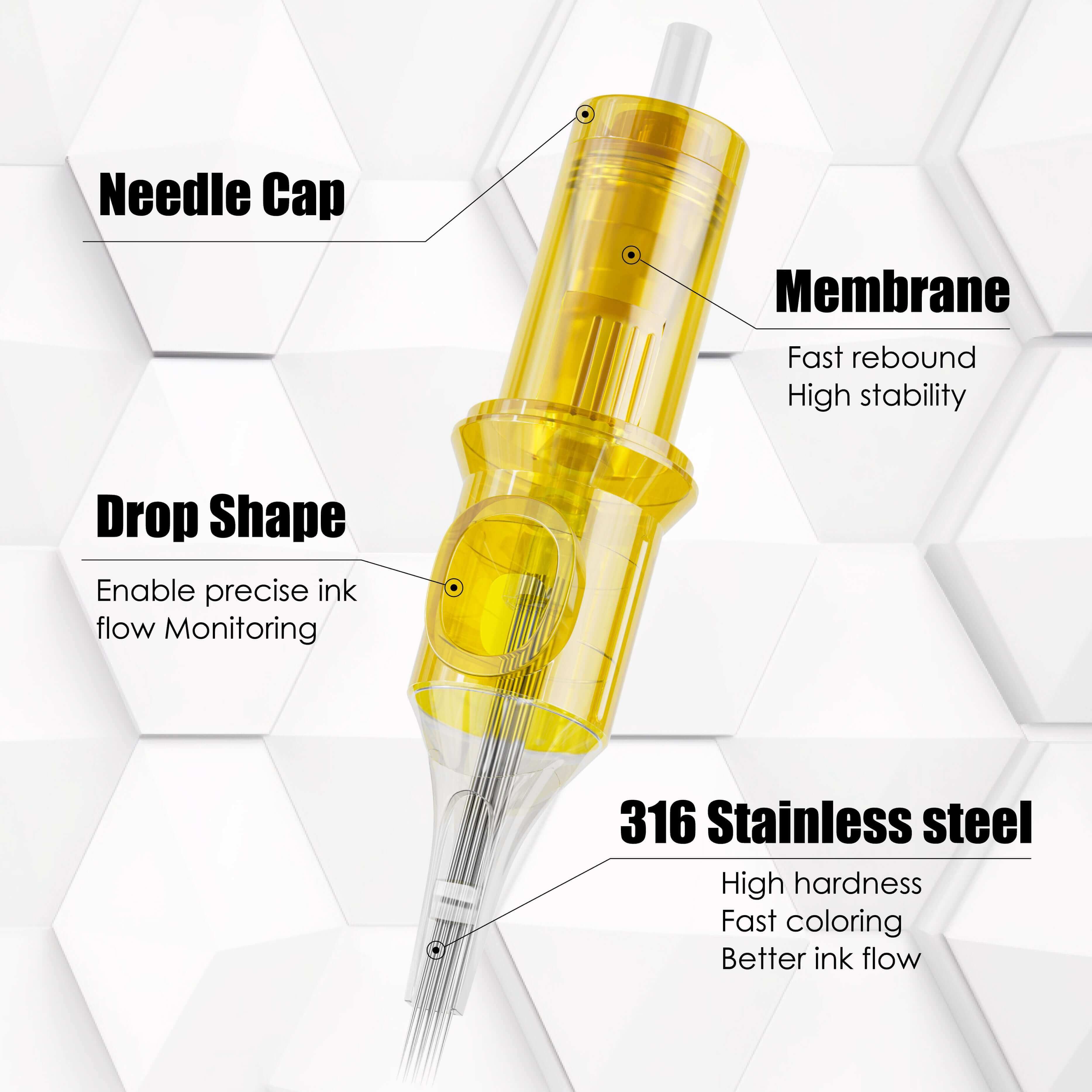 Tattoo Needle Cartridges - 50pc Round Liner | Neebol GOLDEN