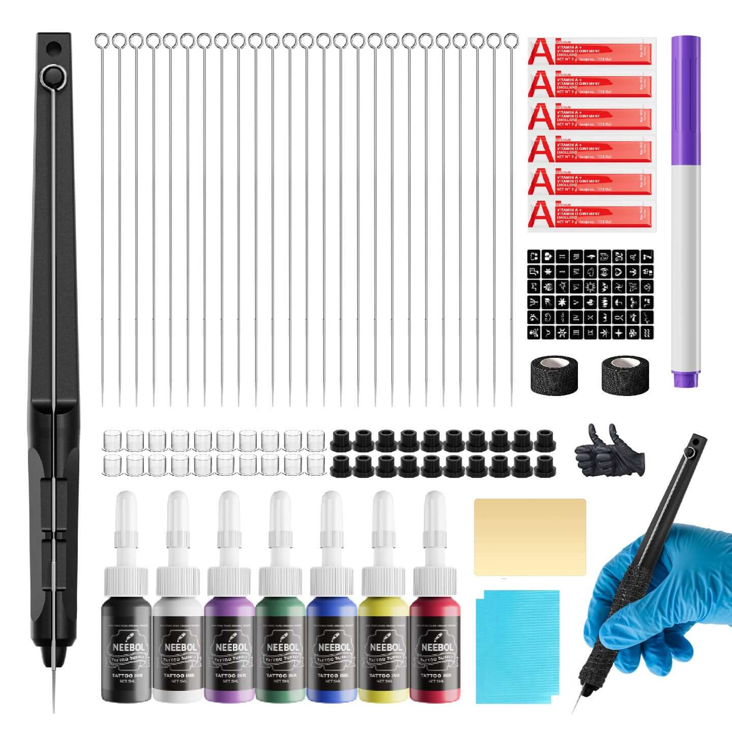 Hand Poke Tattoo Kit – Neebol Complete DIY Tattoo Set