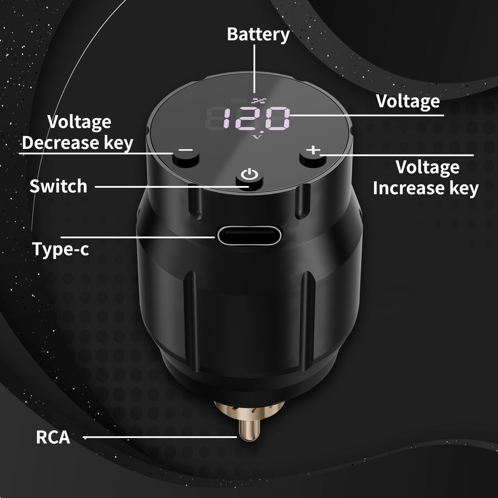 PDY Wireless Tattoo Battery Power Supply, RCA - Neebol