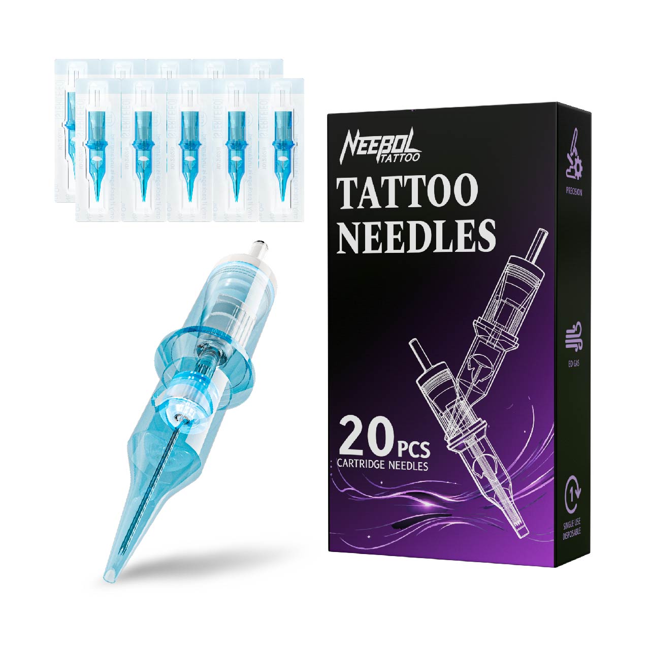 Neebol FLAME Tattoo Cartridge Needles – 20 Pack | RL, RS, RM & M1