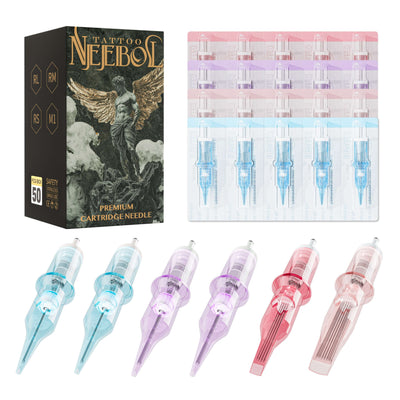 Tattoo Needle Cartridges - 50pcs RL RM RS M1 | Neebol FIRE