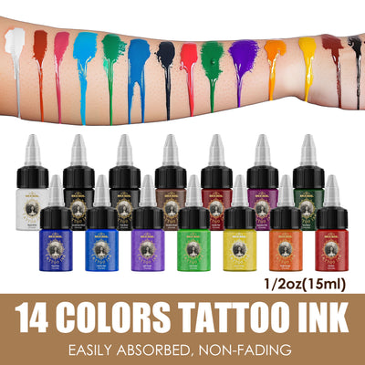 Neebol Tattoo-Farbsets 14 Farben - 1/2oz (30ml)