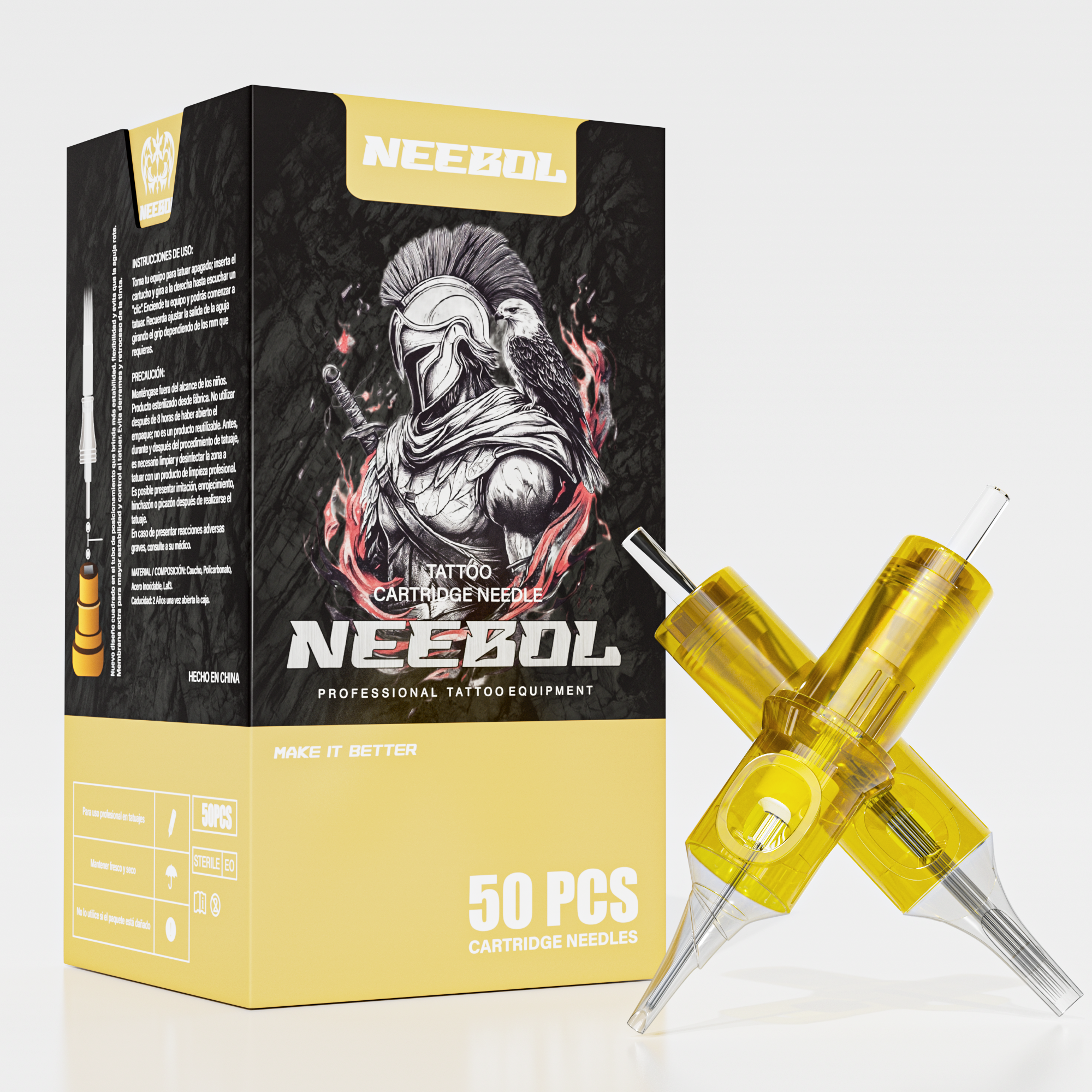 Neebol Tattoo Needle Cartridges - 0.35MM RL RS RM M1 | GOLDEN PRO