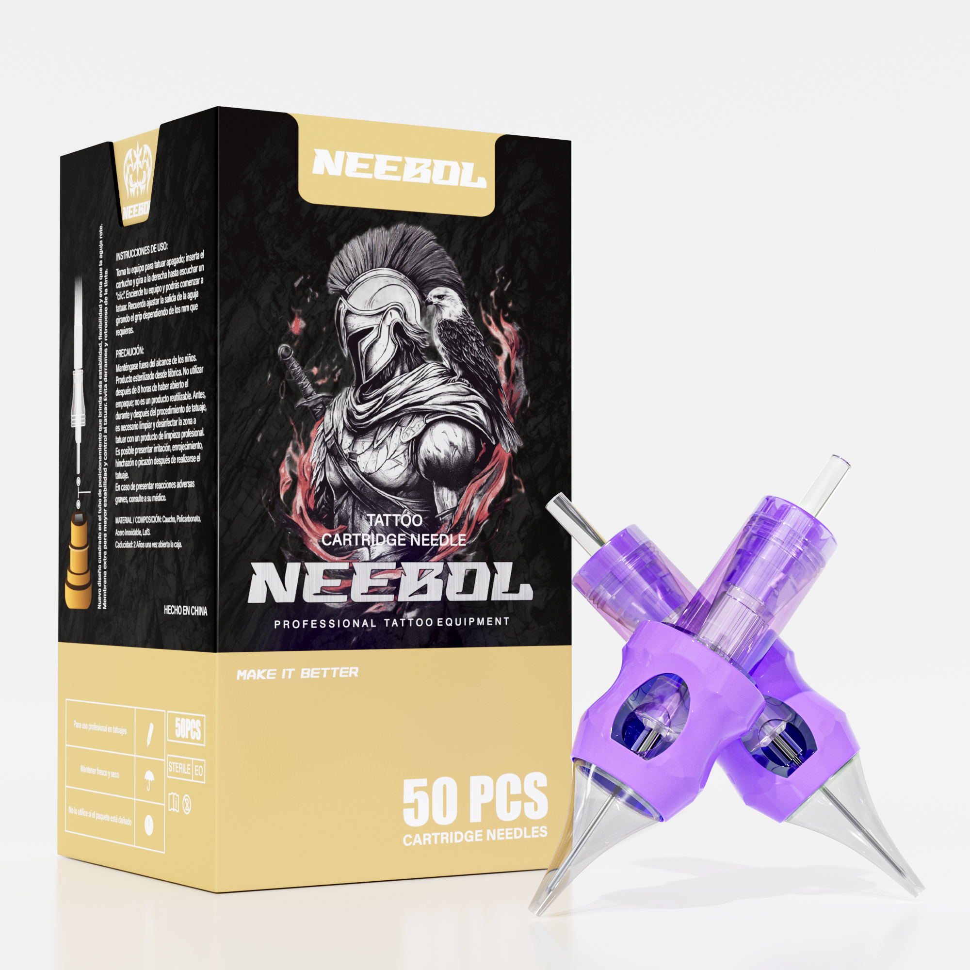 Neebol Tattoo Needle Cartridges -  Round Liner, Finger Ledge | PRISM PRO