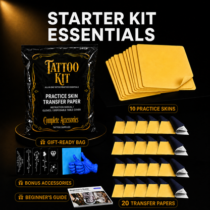 Tattoo Practice Kit – Neebol 20/35pcs Tattoo Kit with Practice Skin, Transfer Paper, Tattoo Pen Covers, Tattoo Table Cover Pad