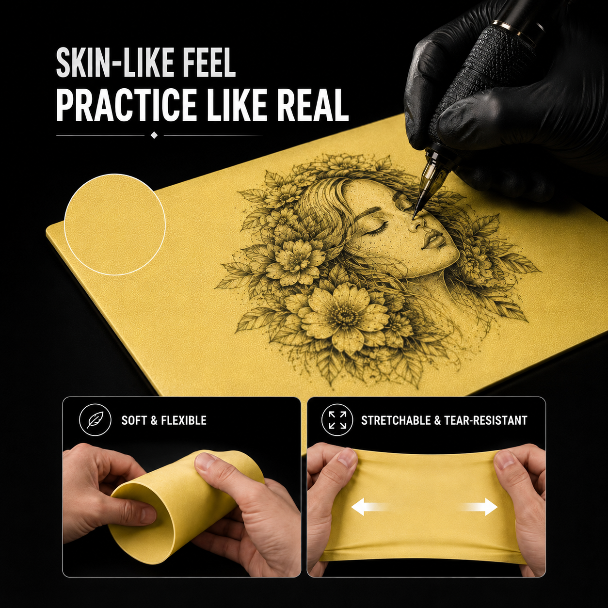Tattoo Practice Kit – Neebol 20/35pcs Tattoo Kit with Practice Skin, Transfer Paper, Tattoo Pen Covers, Tattoo Table Cover Pad