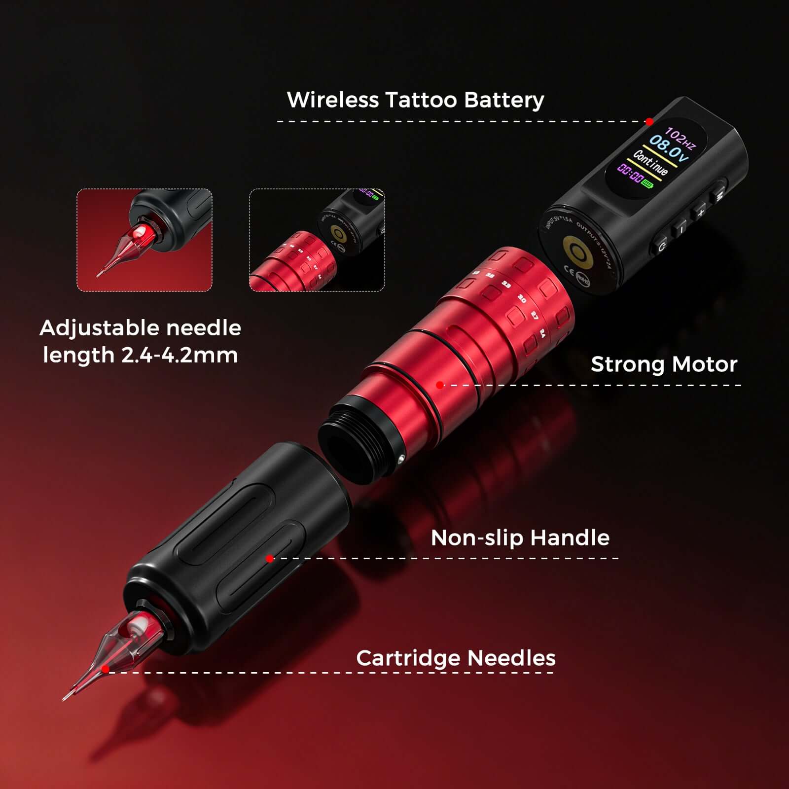 Professional Tattoo Kit – Wireless Tattoo Machine | 2.4-4.2mm