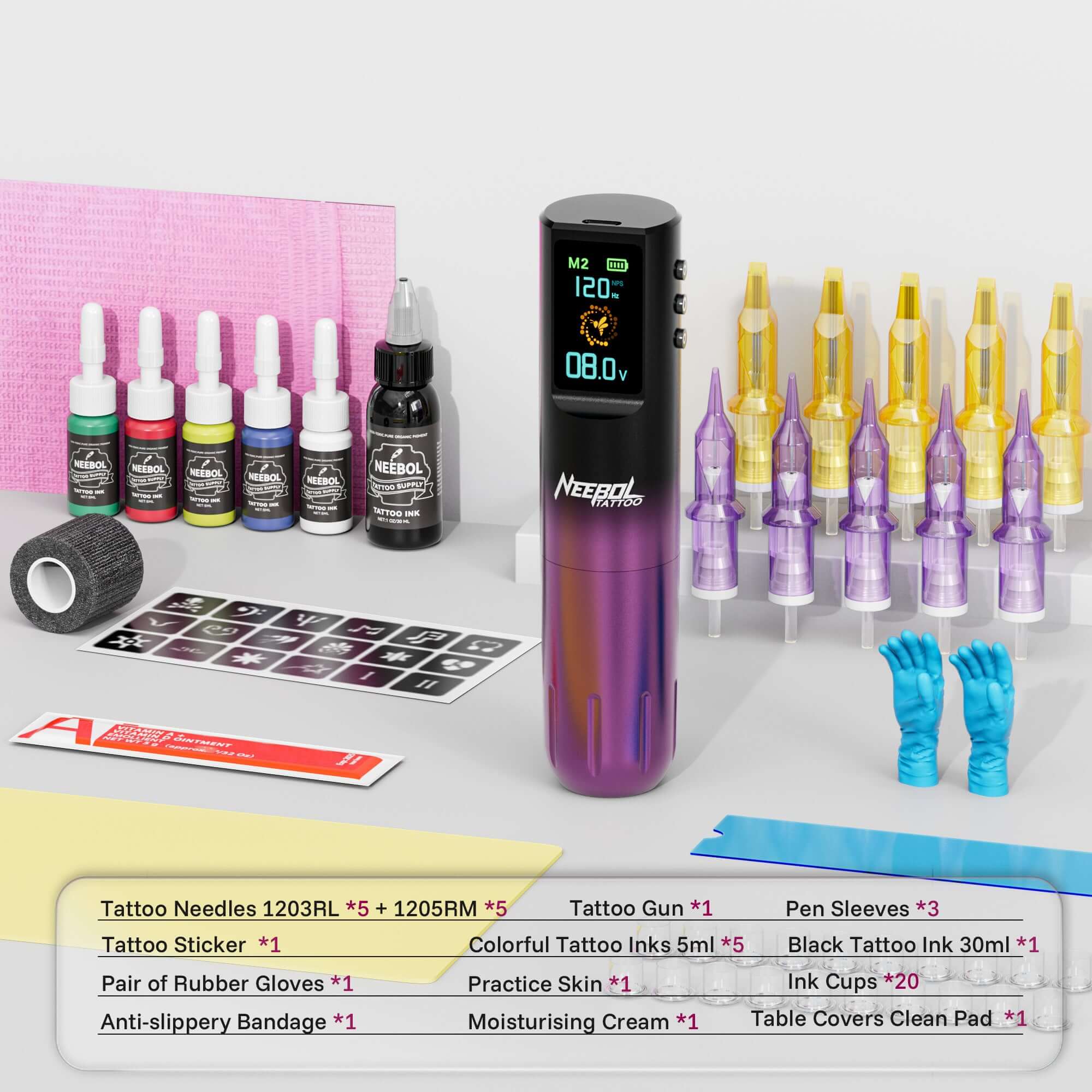 Beginner Tattoo Kit - Wireless Tattoo Machine QT81 | Neebol
