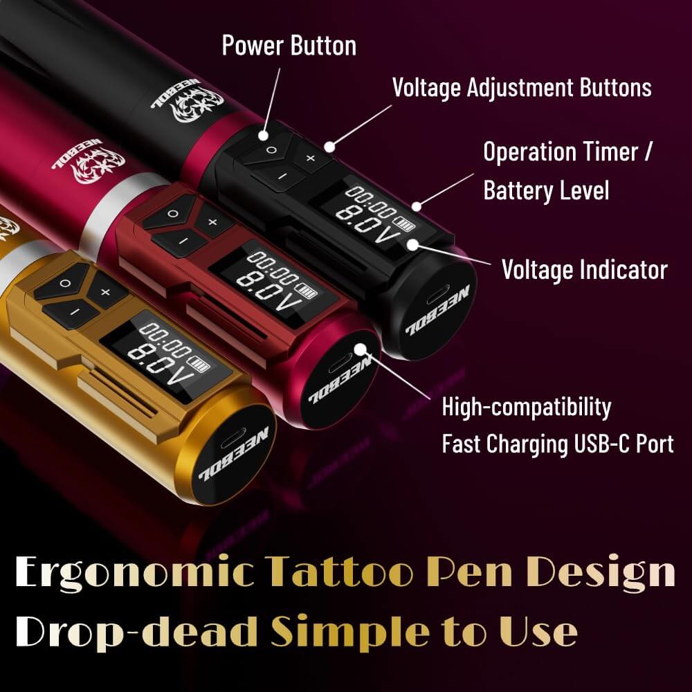 Tattoo Kit - Neebol F4 Wireless Tattoo Gun Starter Kit