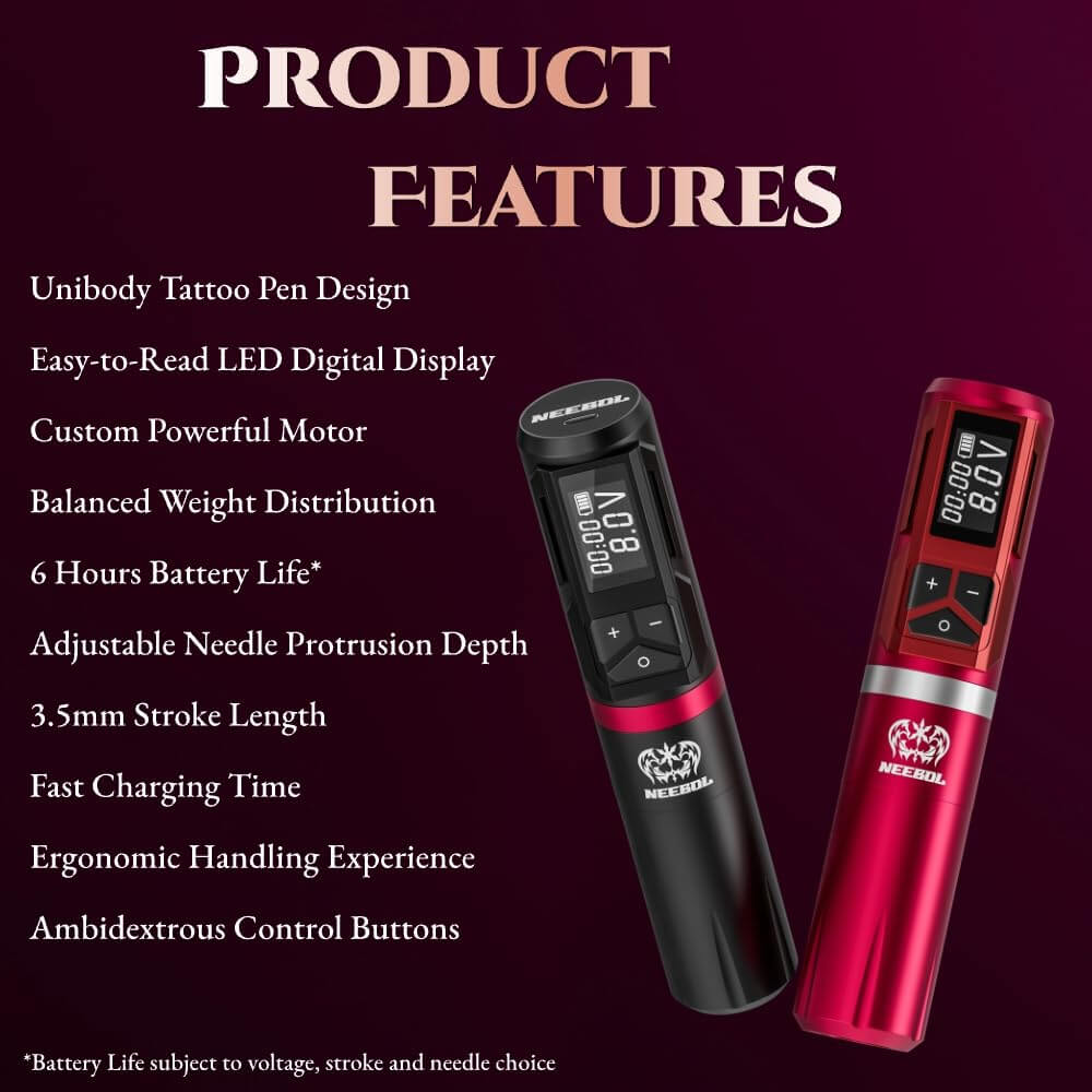 Tattoo Kit - Neebol F4 Wireless Tattoo Gun Starter Kit