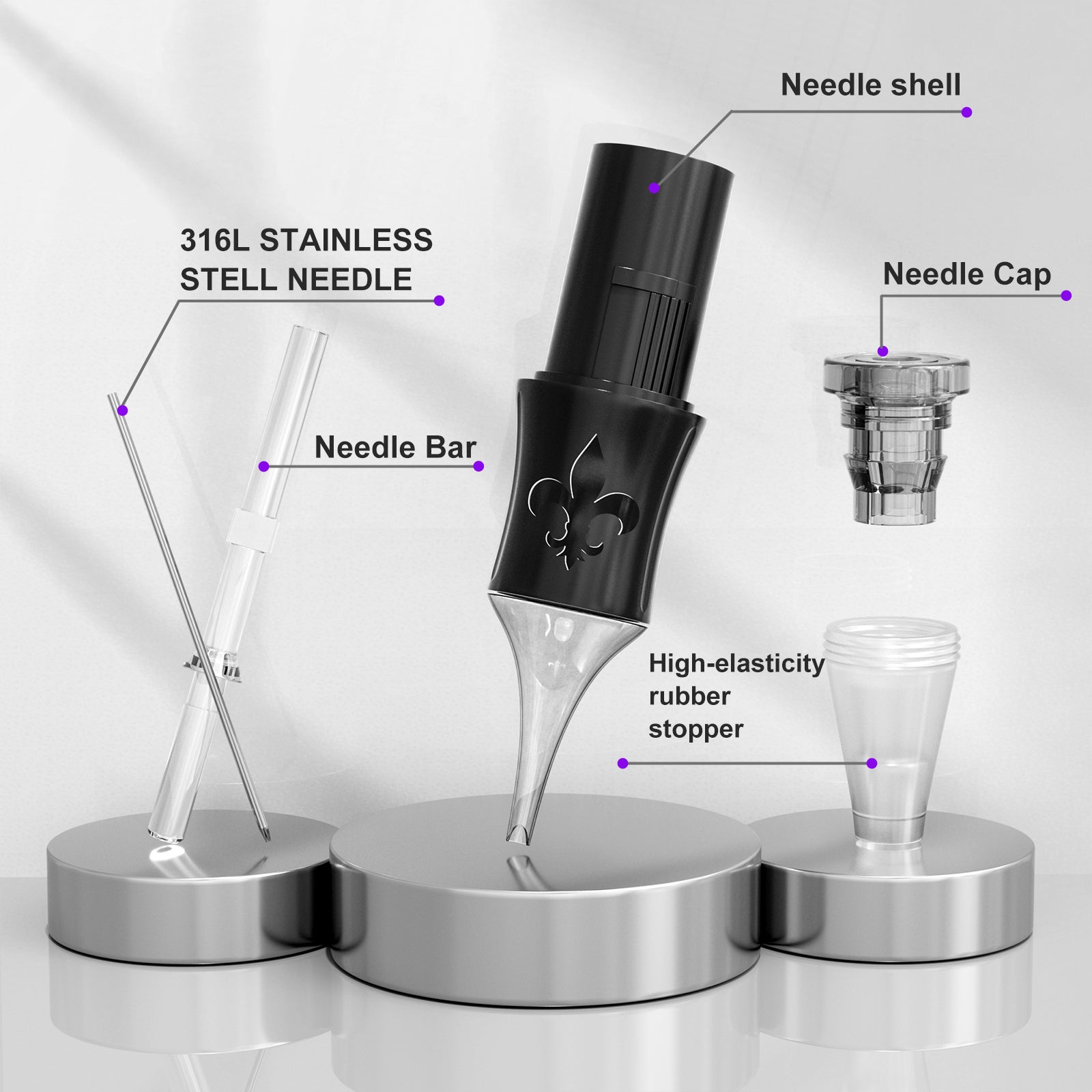 Neebol Tattoo Needle Cartridges - 0.3/0.35MM Round Liner | IRIS