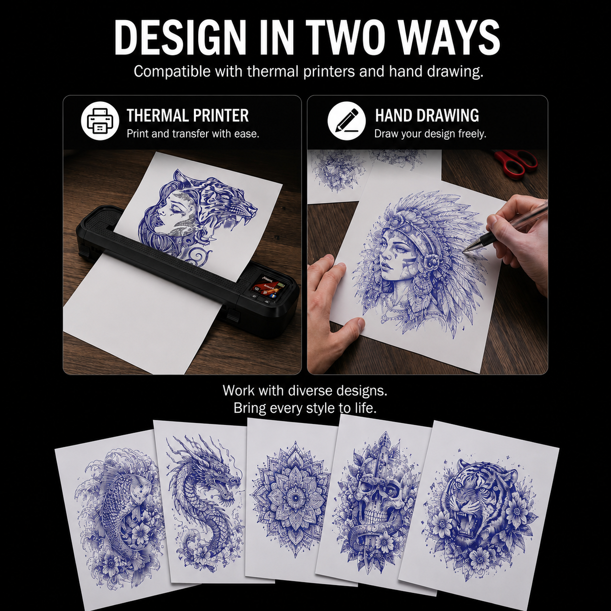 Tattoo Practice Kit – Neebol 20/35pcs Tattoo Kit with Practice Skin, Transfer Paper, Tattoo Pen Covers, Tattoo Table Cover Pad