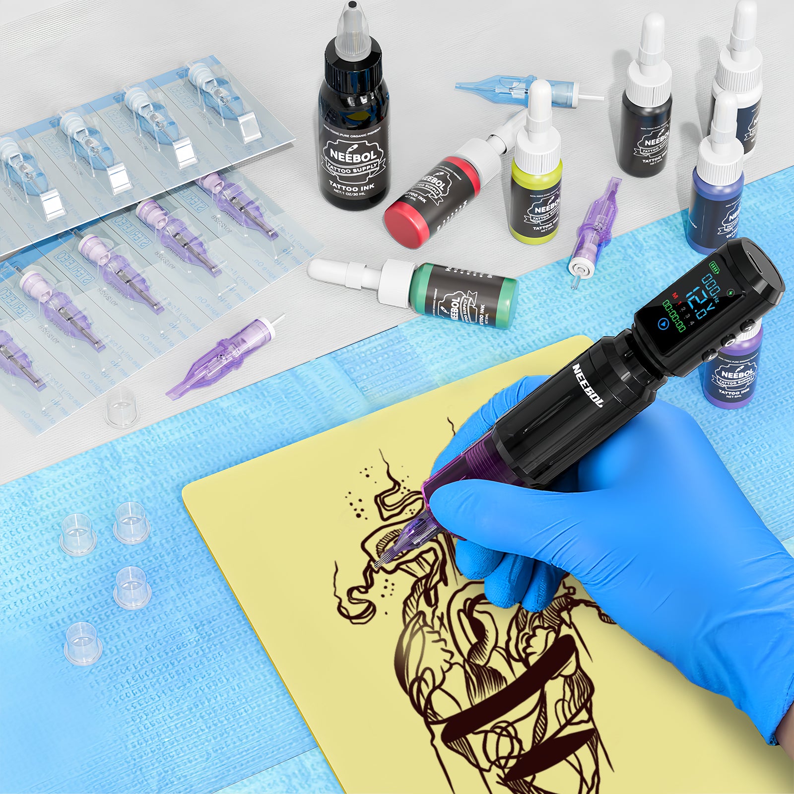 Tattoo Starter Kit Wireless Tattoo Pen with Battery | Neebol