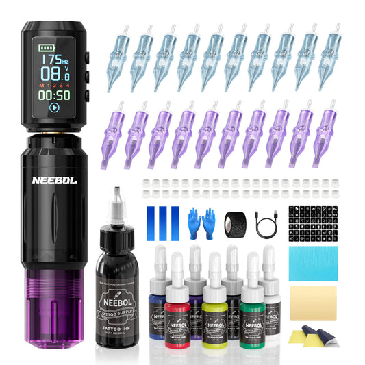 Tattoo Kit - Neebol Wireless Tattoo Gun Kit for Beginner A10 & 67M