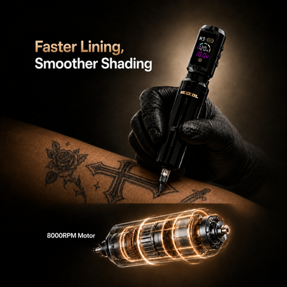 Tattoo Kit - Neebol Wireless Tattoo Gun Kit for Beginner A10 & 68M, Dual Batteries